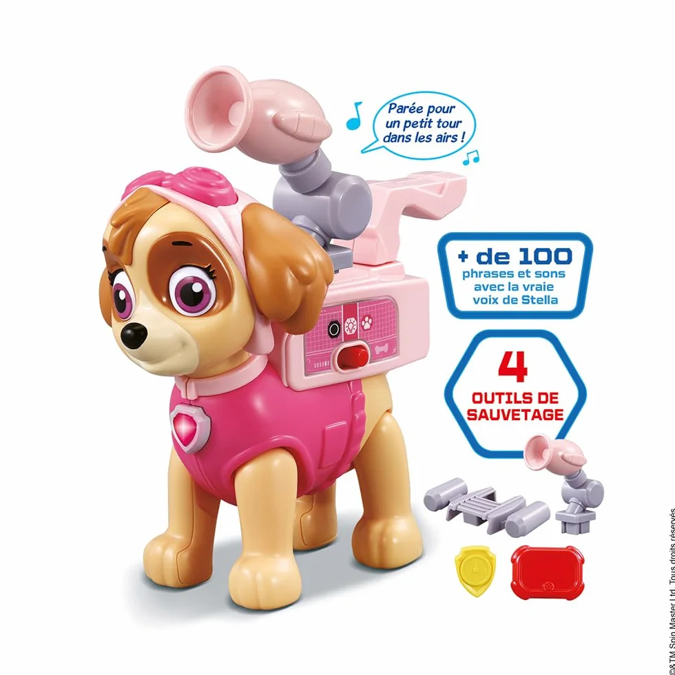 VTech Pat' Patrouille Stella Interactive Mission Sauvetage Figurine 16 cm Chien Interactif Jouet Paw Patrol Cadeau Enfant 3-7 Ans Français