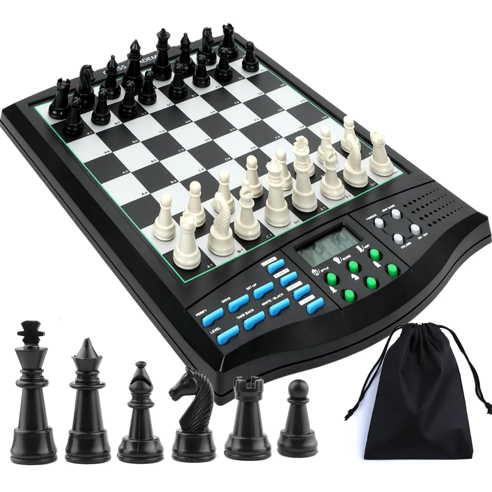 Jeu d'échecs électronique - Ordinateur d'échecs AI avec écran LCD et tuteur vocal pour matchs à un ou deux joueurs