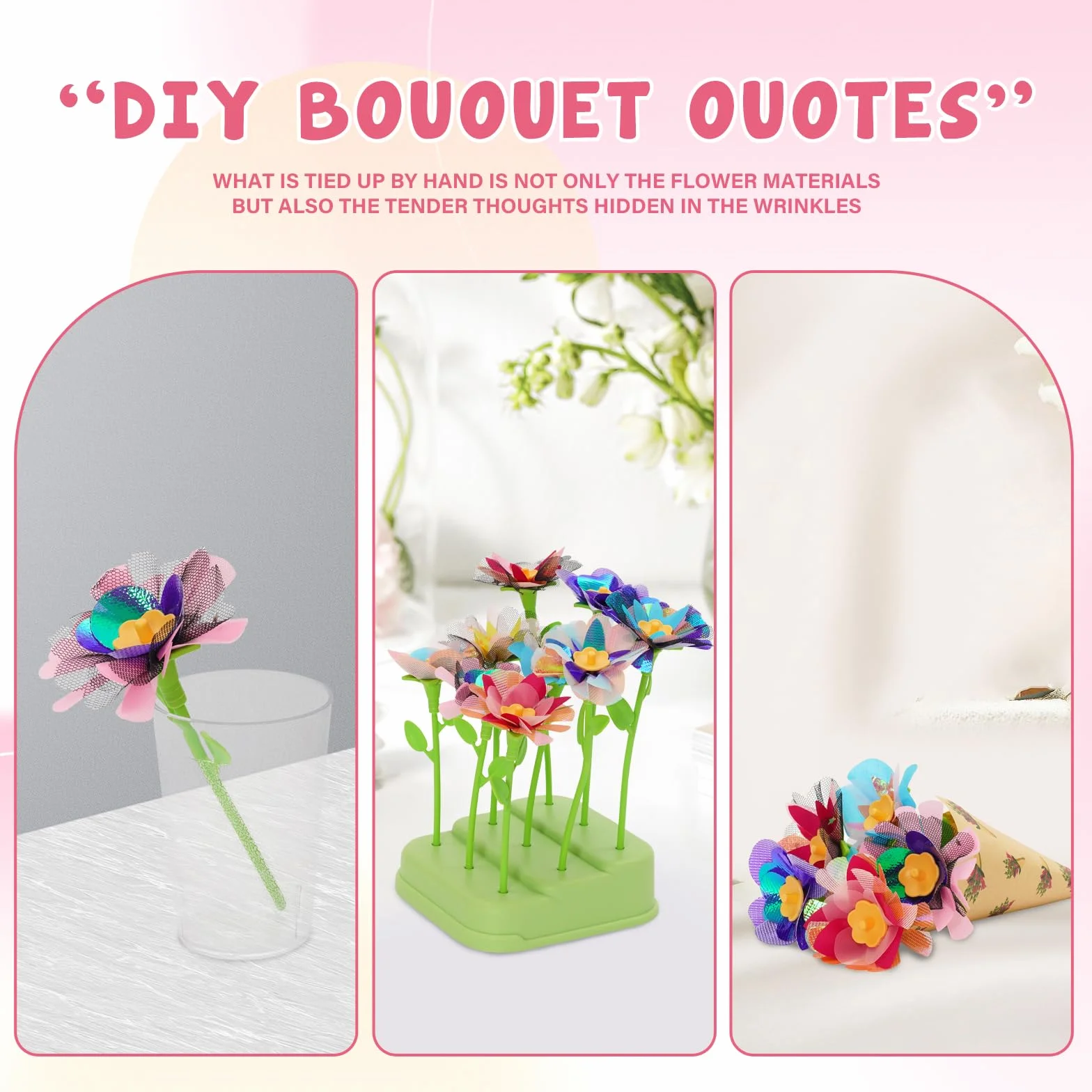 Ark miido Activité Manuelle Fille, Création Bouquet Fleurs avec Machine Fleurs Jouet Créatif pour Enfant 3 Ans+