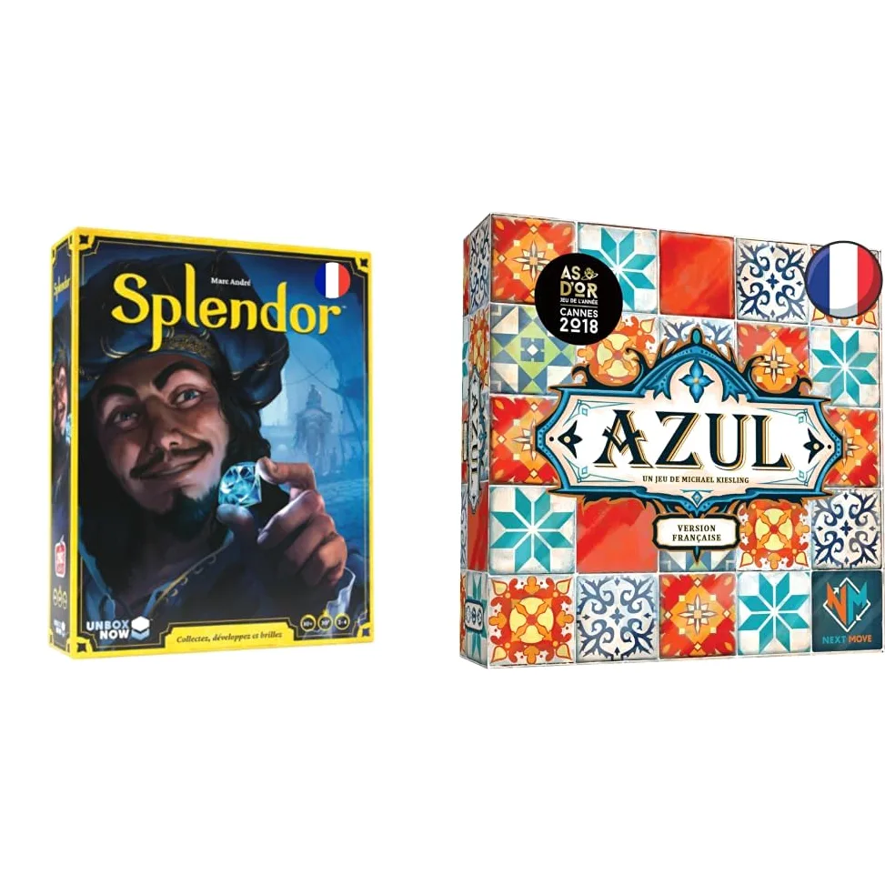 Asmodee Lot Splendor - Jeu de Société dès 10 Ans - + Azul - Récompensé As d'or - Jeu de Société pour Enfants dès 8 Ans