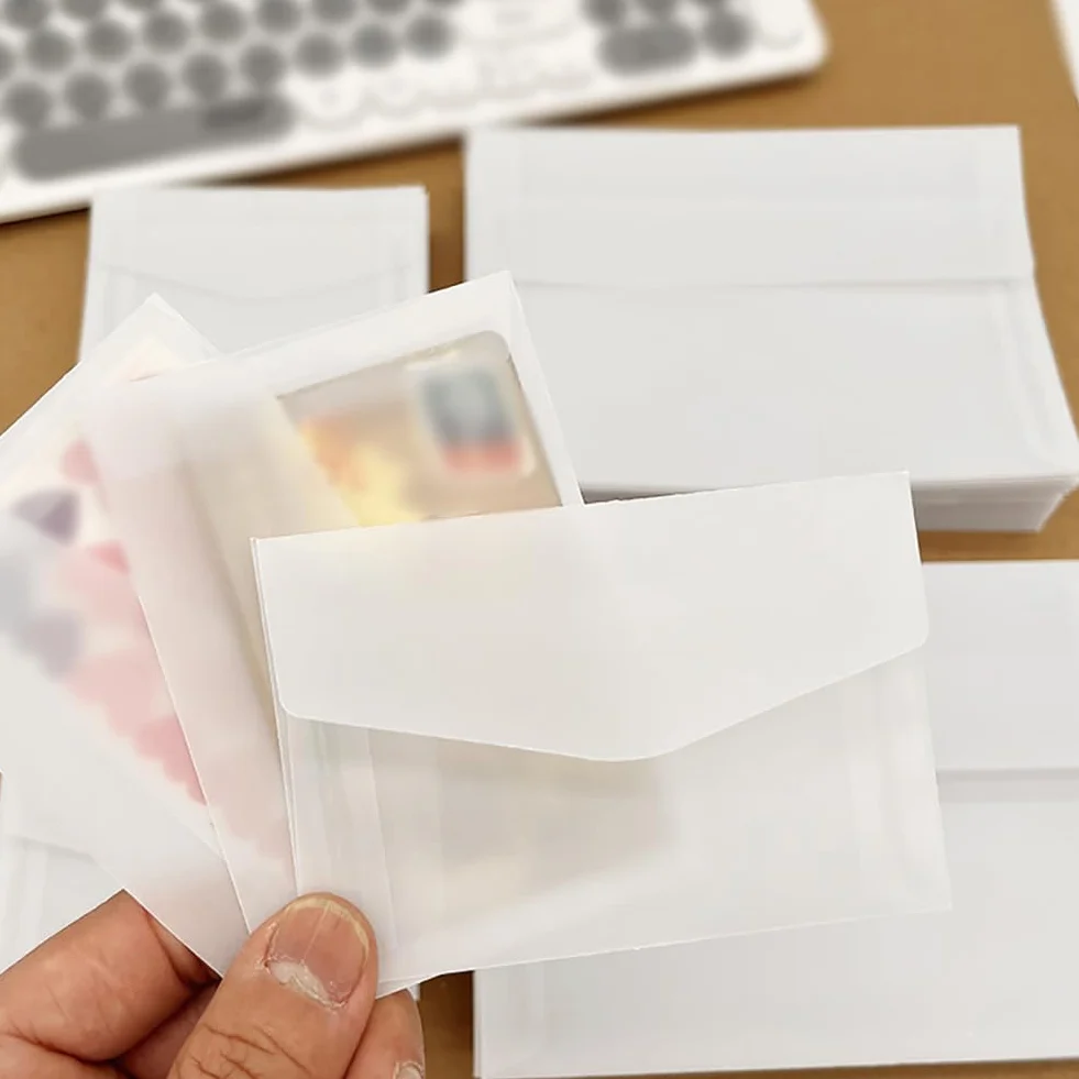 Lot de 100 enveloppes en papier transparent 7 x 10 cm pour timbres et collection