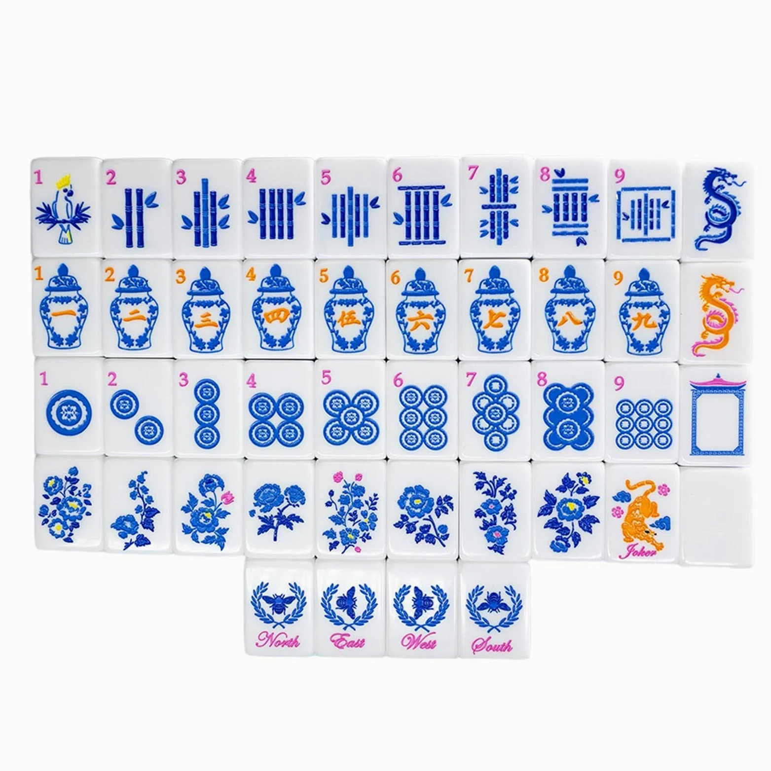 Coffret de tuiles de Mahjong 160 pièces en Acrylique gravé de société | Set de tuiles de Mahjong pour Maison Voyages Déplacements Piscine Adultes Soirées Débutants Joueurs