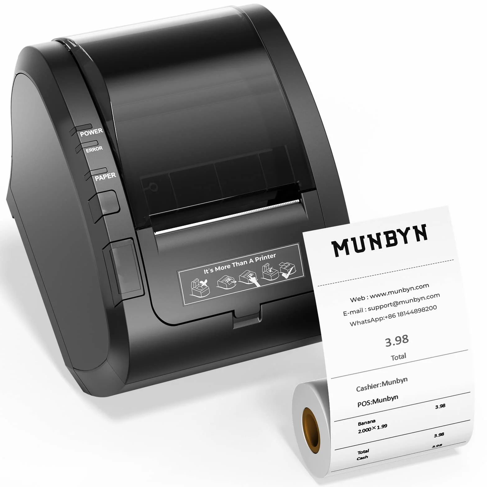 MUNBYN P047 Imprimante Thermique Reçus 80 mm USB POS Compatible Android Windows PC Chromebook Noir