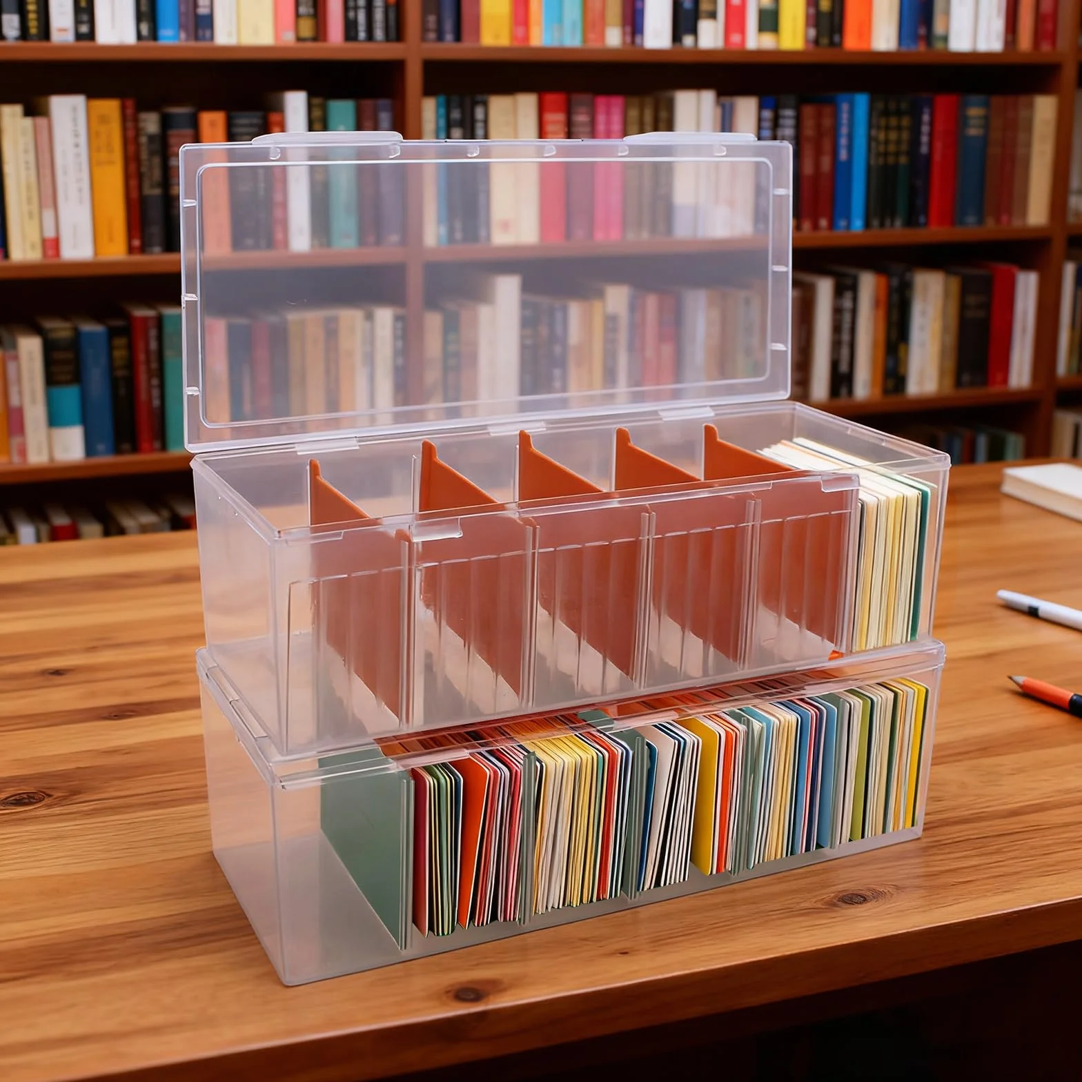 Boîte à Fiches A8 avec Séparateurs Amovibles, 23,5 x 9,5 x 6,8 cm, Pour 1200 Cartes