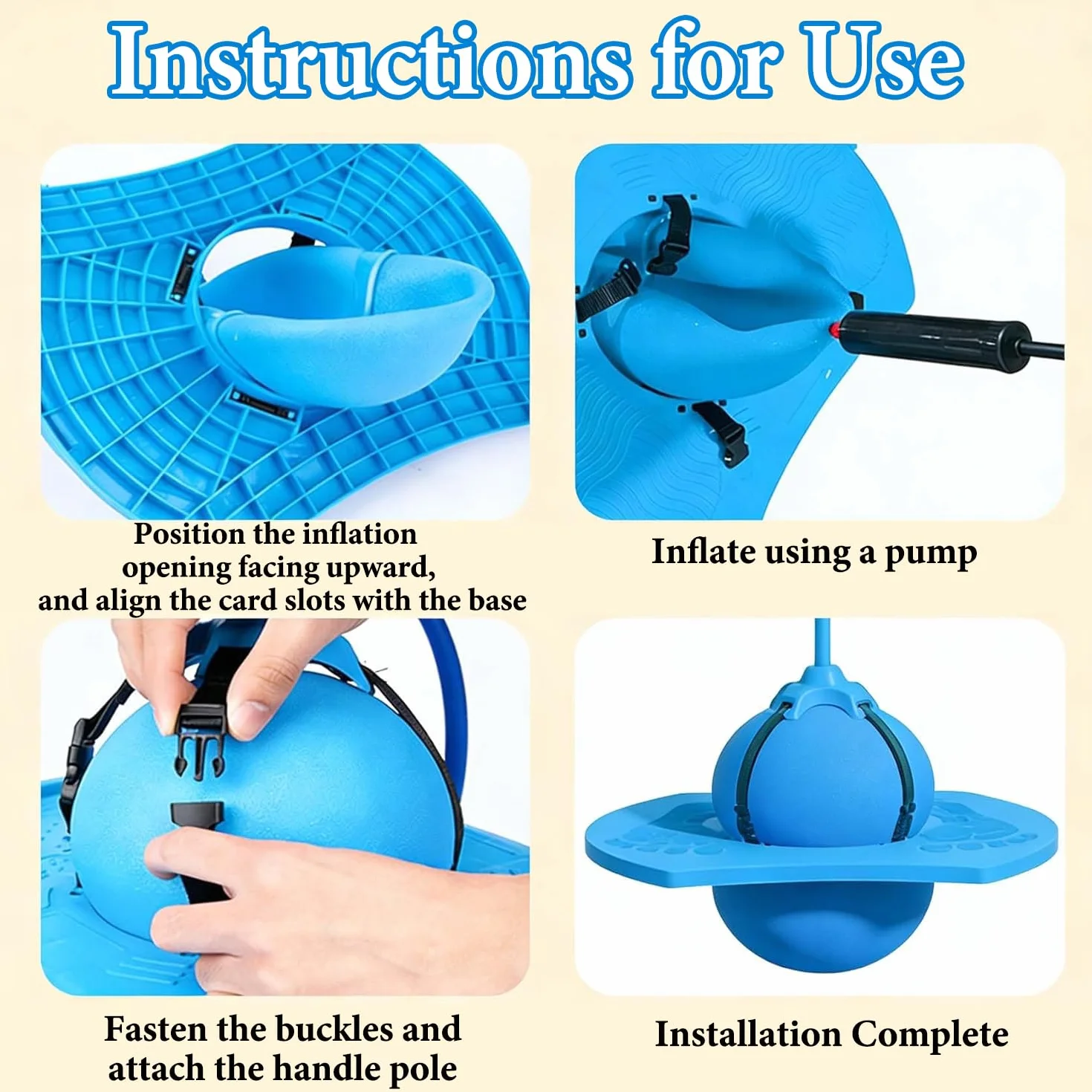 Ballon Sautoir Enfant Pogo Ball avec Poignée Antidérapant Jouet d'Intérieur Extérieur Sport Fitness Bleu
