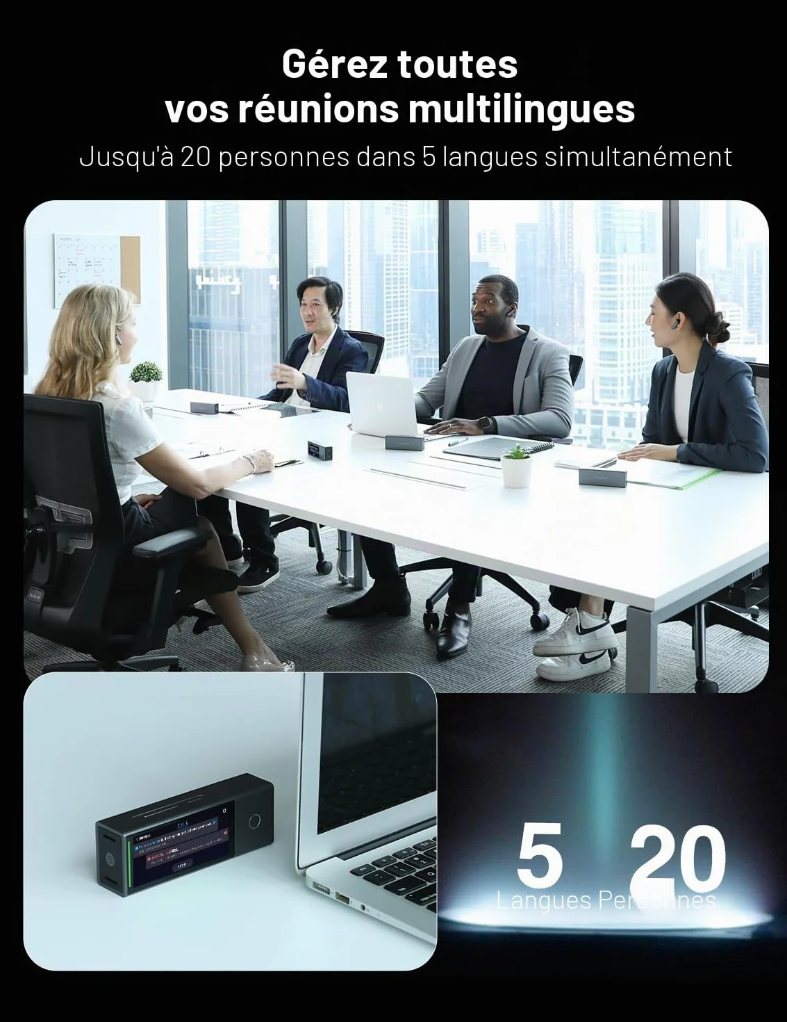 Timekettle X1 AI Interpreter Hub, traducteur simultané 40 langues, précision 95%
