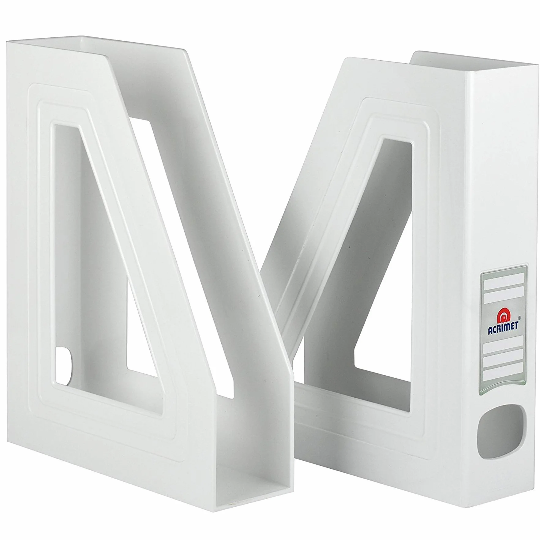 Acrimet Porte-Revues Support Durable Organisateur Dossiers Bureau Plastique Blanc Lot de 2