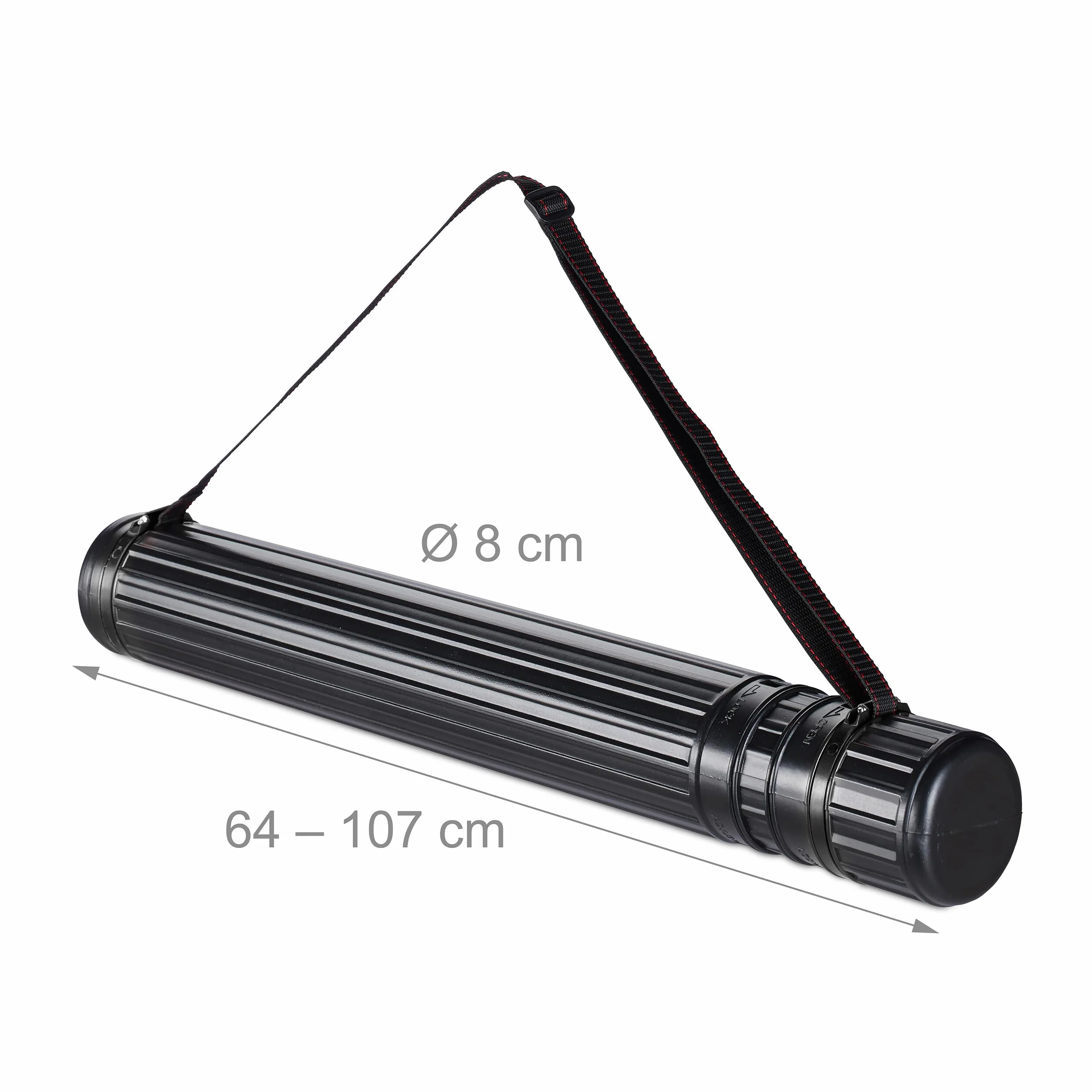 Relaxdays Tube de Transport pour Poster et Dessin, Extensible 64-107 cm, Format 0A, Noir