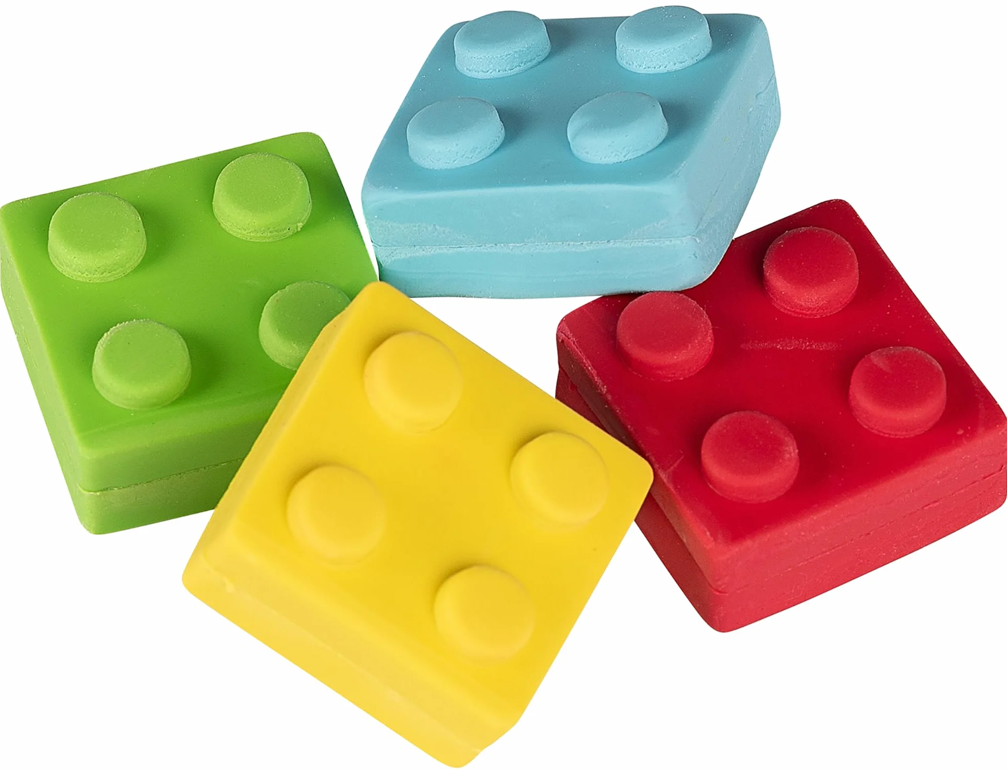 WEDO Bricky 4 gommes en forme de blocs de construction plastique PVC 2,5 x 2,5 x 1,3 cm