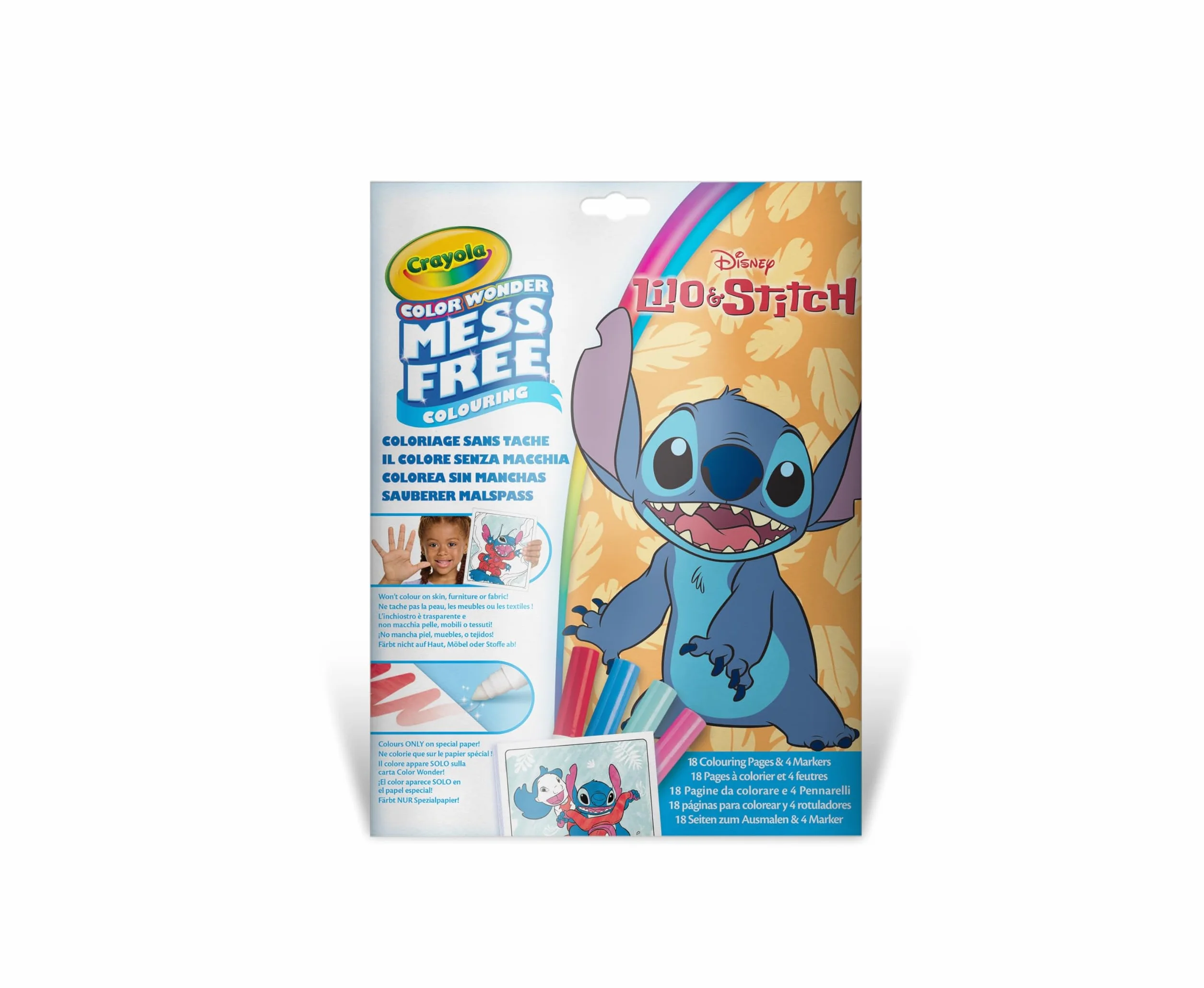 CRAYOLA Color Wonder Kit Coloriage 18 Pages 4 Feutres Anti-tache Lilo & Stitch Enfants 3-5 Ans