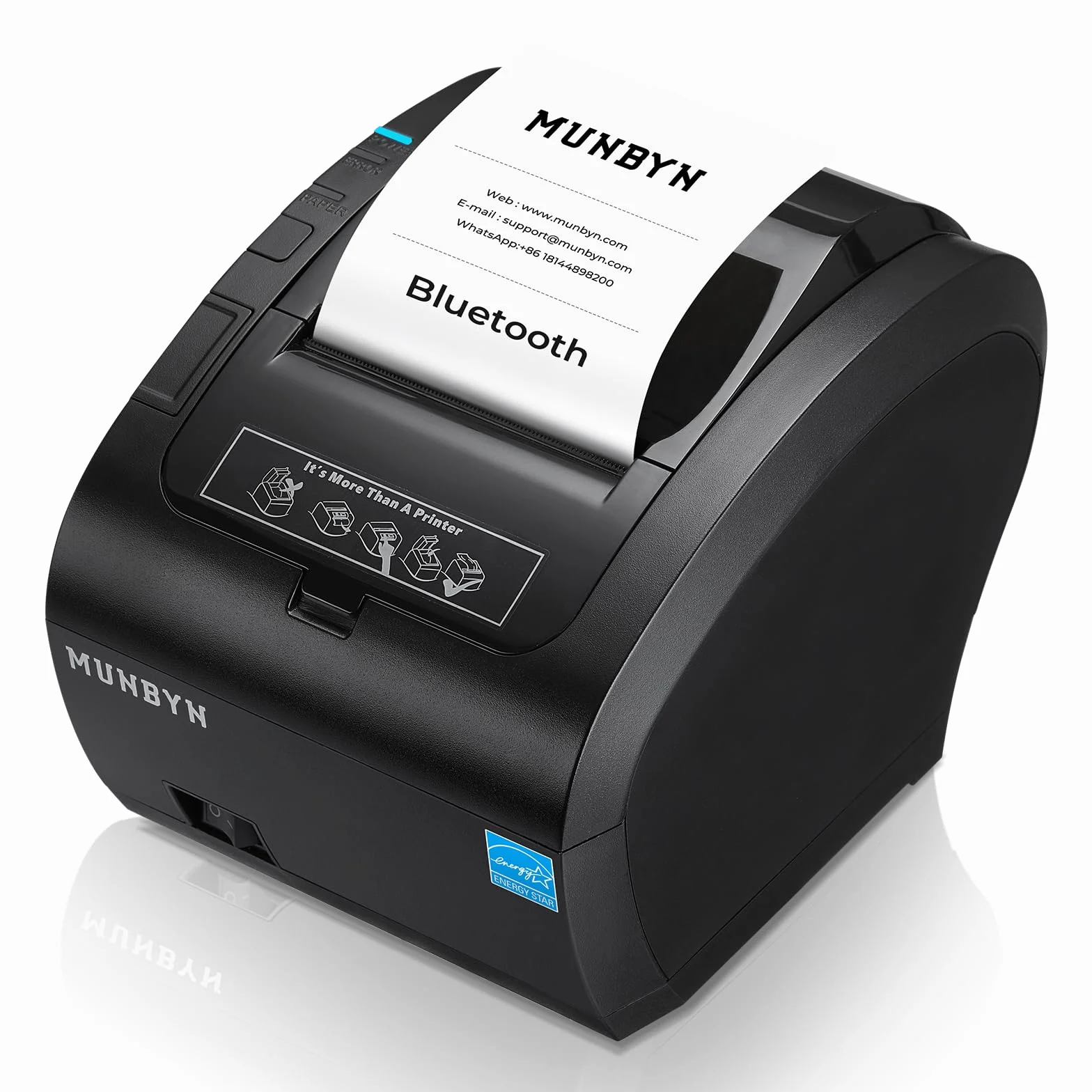 MUNBYN iOS Imprimante Thermique Bluetooth MFi 80mm USB Série Ethernet Compatible Android Windows PC Ubereats