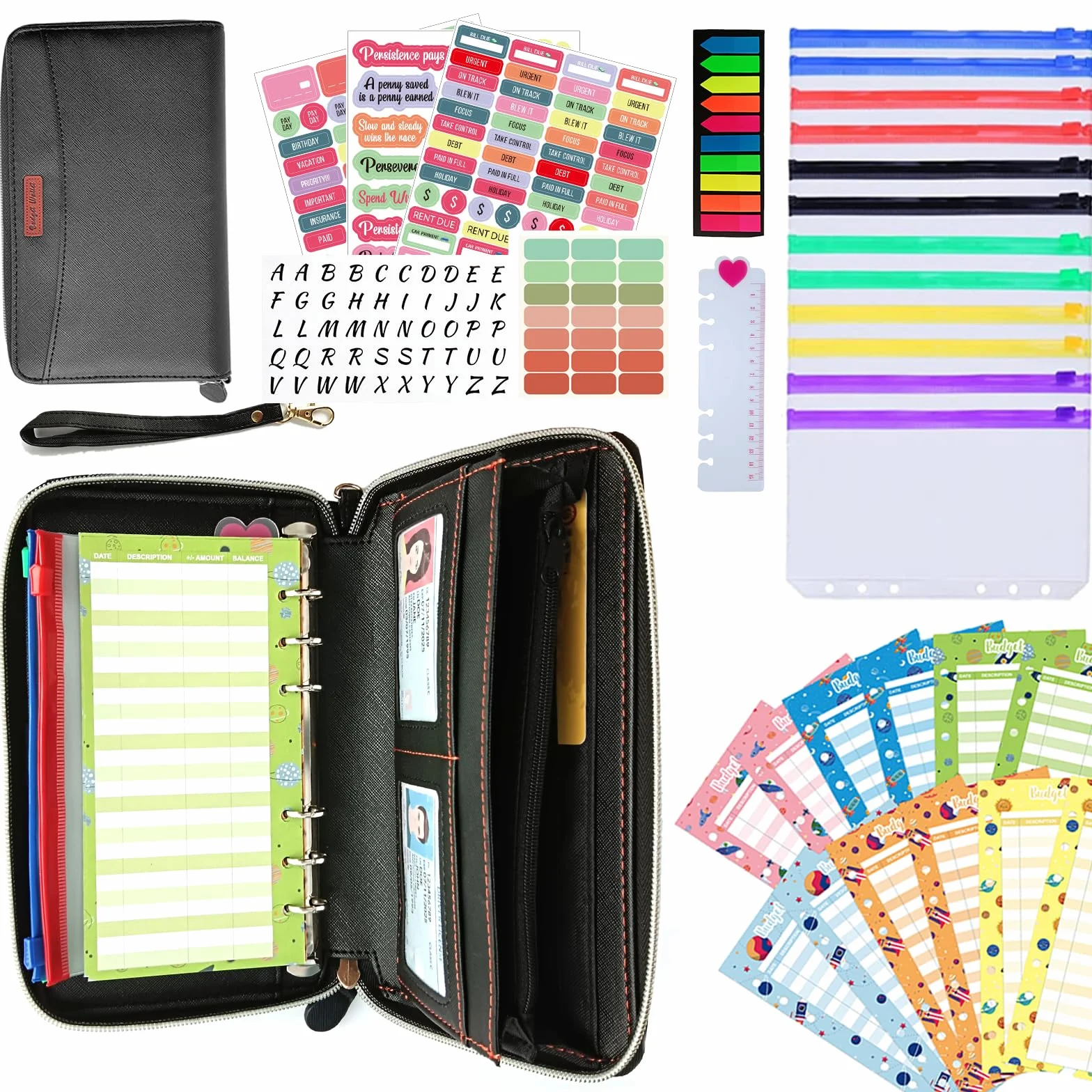Planificateur de budget A6 Portefeuille avec classeur 12 enveloppes feuilles de budget