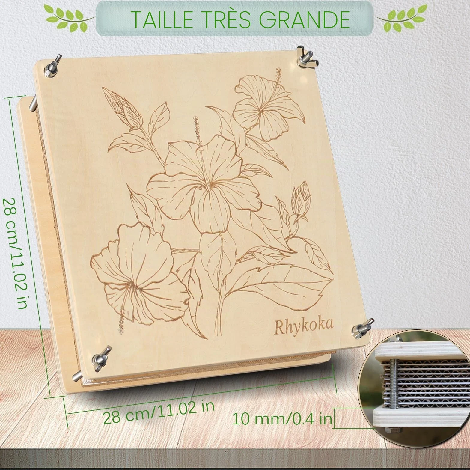 Presse à fleurs extra grande en bois 28x28 cm 10 couches avec sac de rangement