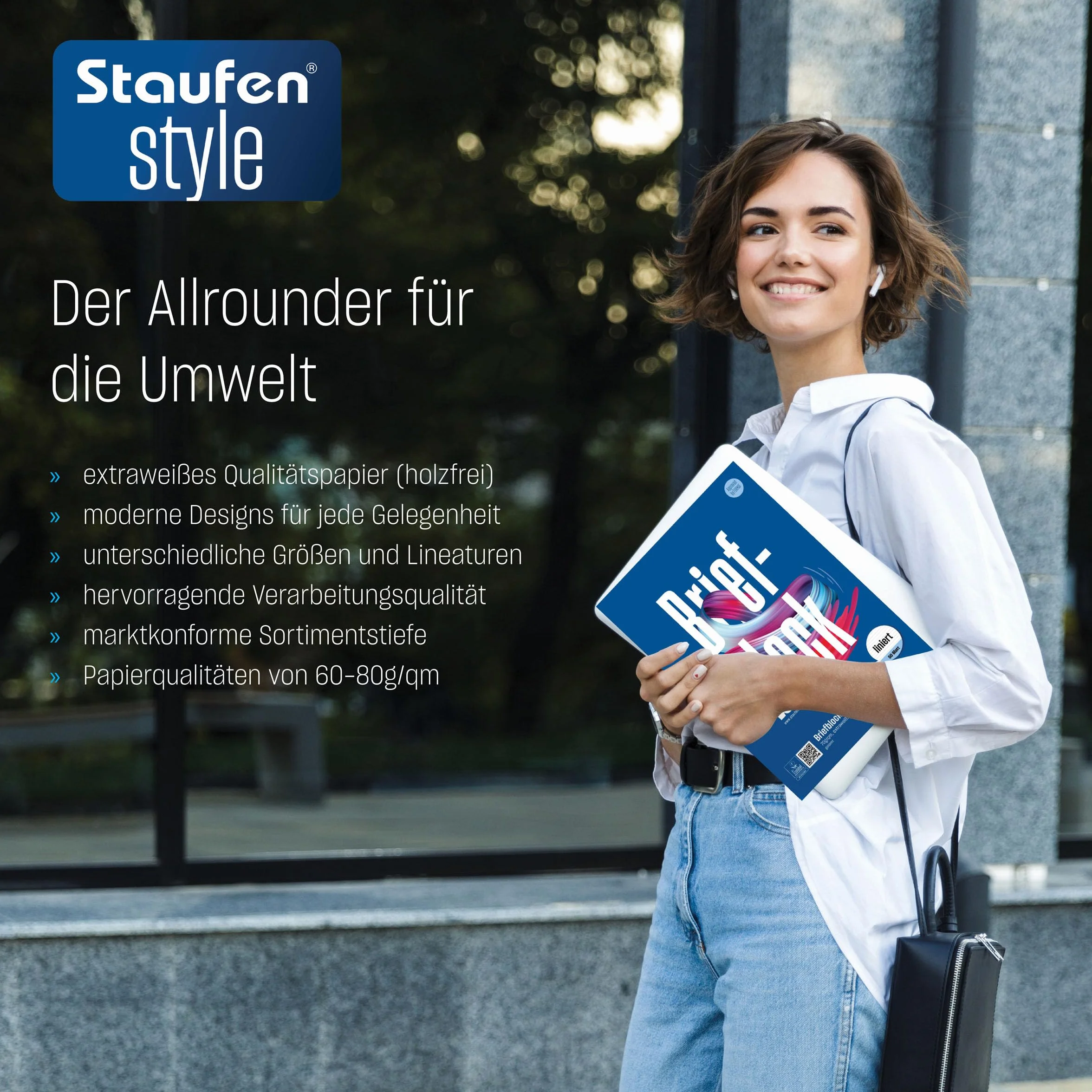 Staufen Style Bloc à lettres DIN A4 70 g/m² ligné 9 mm 5 blocs 50 feuilles