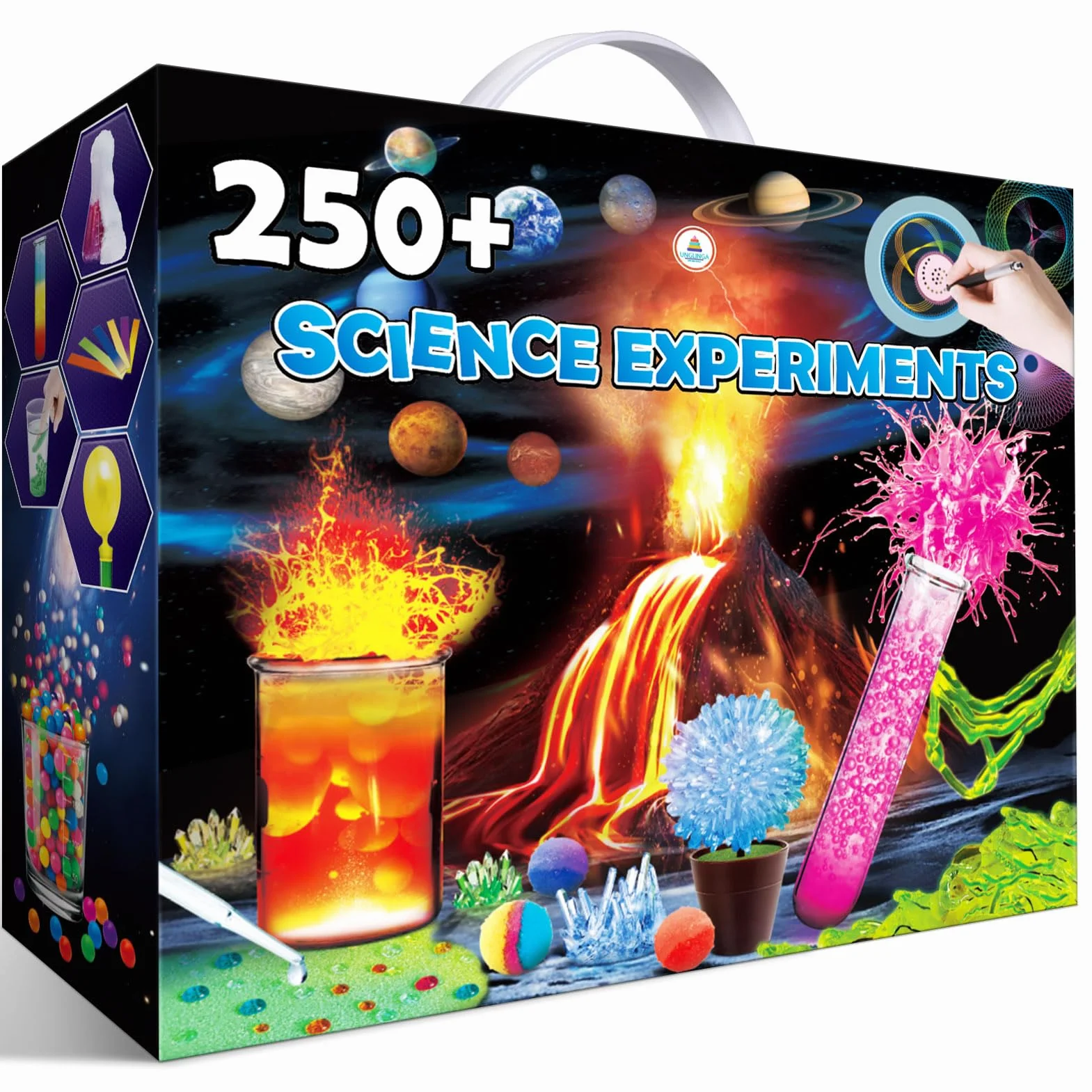 UNGLINGA 250+ Expériences Scientifique pour Enfants, STEM Science Laboratoire Chimie Volcans