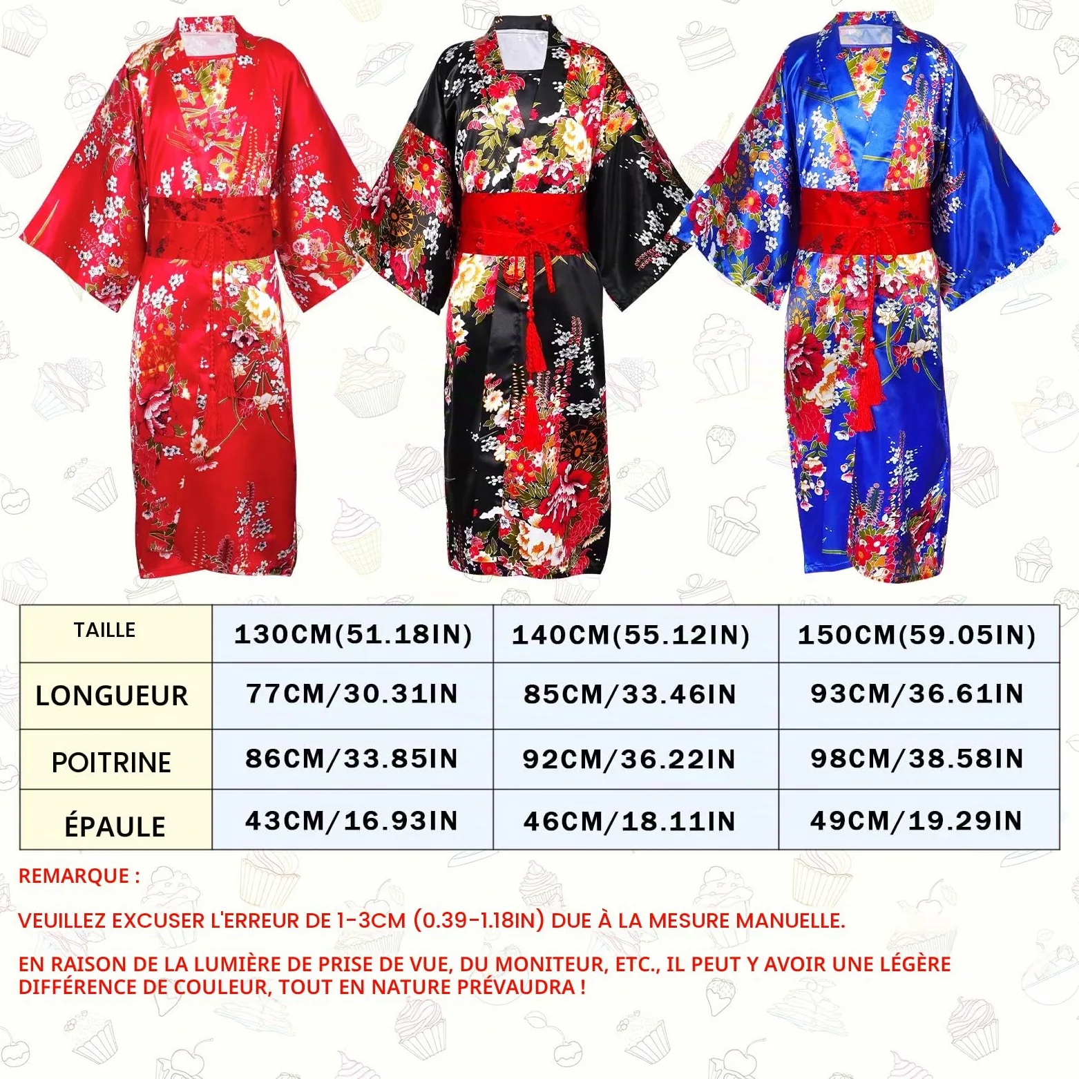Enfants Kimono Robe Japonais, Enfants Costumes Japonais Cosplay Vêtements, Kimono Déguisement, Filles Yukata Peignoir Ensemble avec Accessoire
