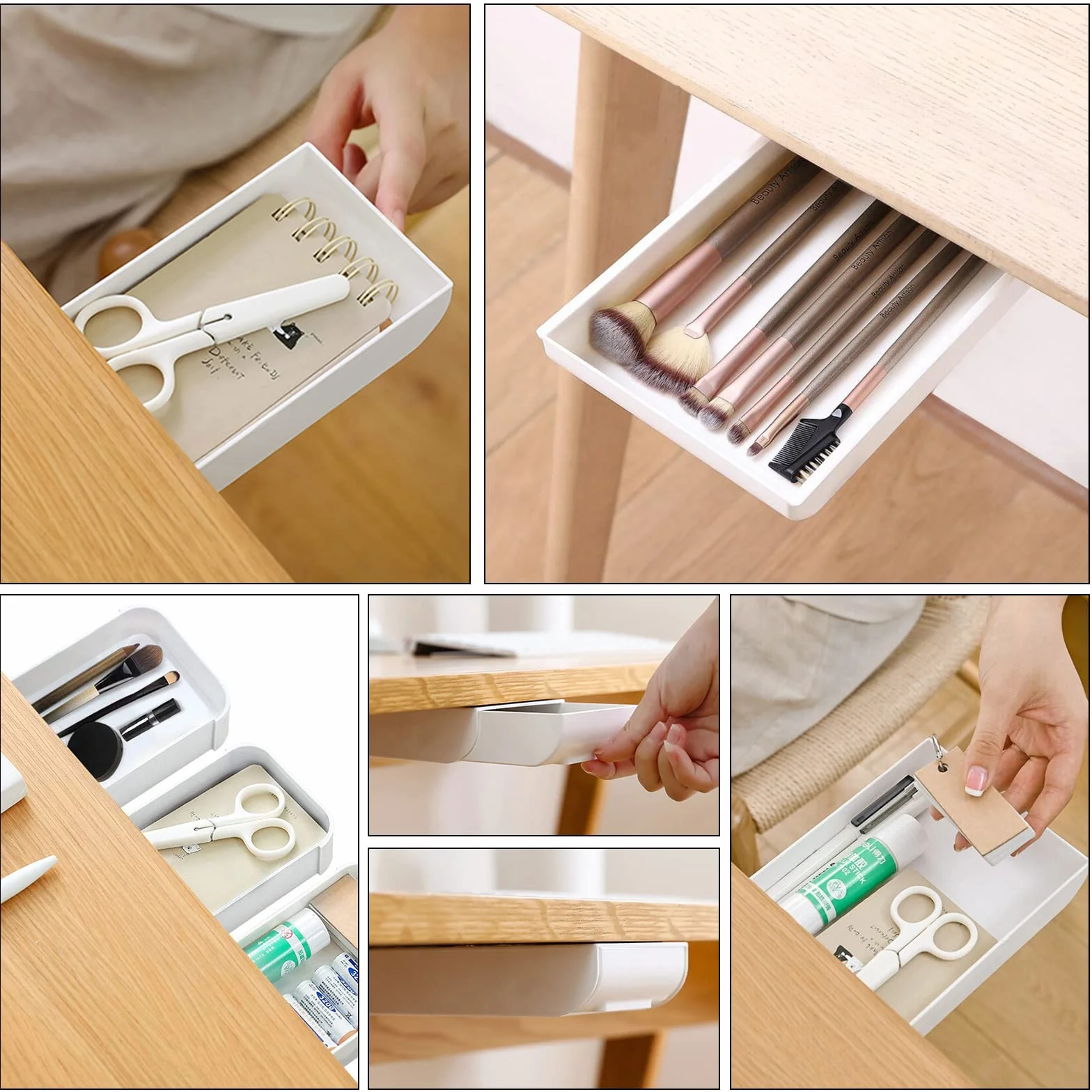 Sous le Tiroir de Bureau Auto-adhésif Organisateur de Rangement Invisible 2x