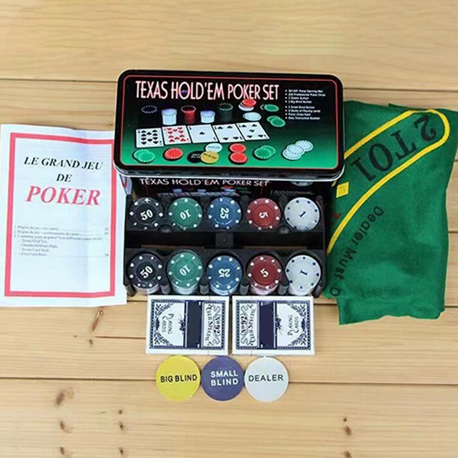 Ensemble De 200 Jetons De Poker Cartes À Jouer Jetons Dés Bouton Dealer | 200 Pièces Set Cartes Poker Convient Pour Les Fêtes À Domicile, Le Camping, Les Voyages, Les Adultes Et Les H