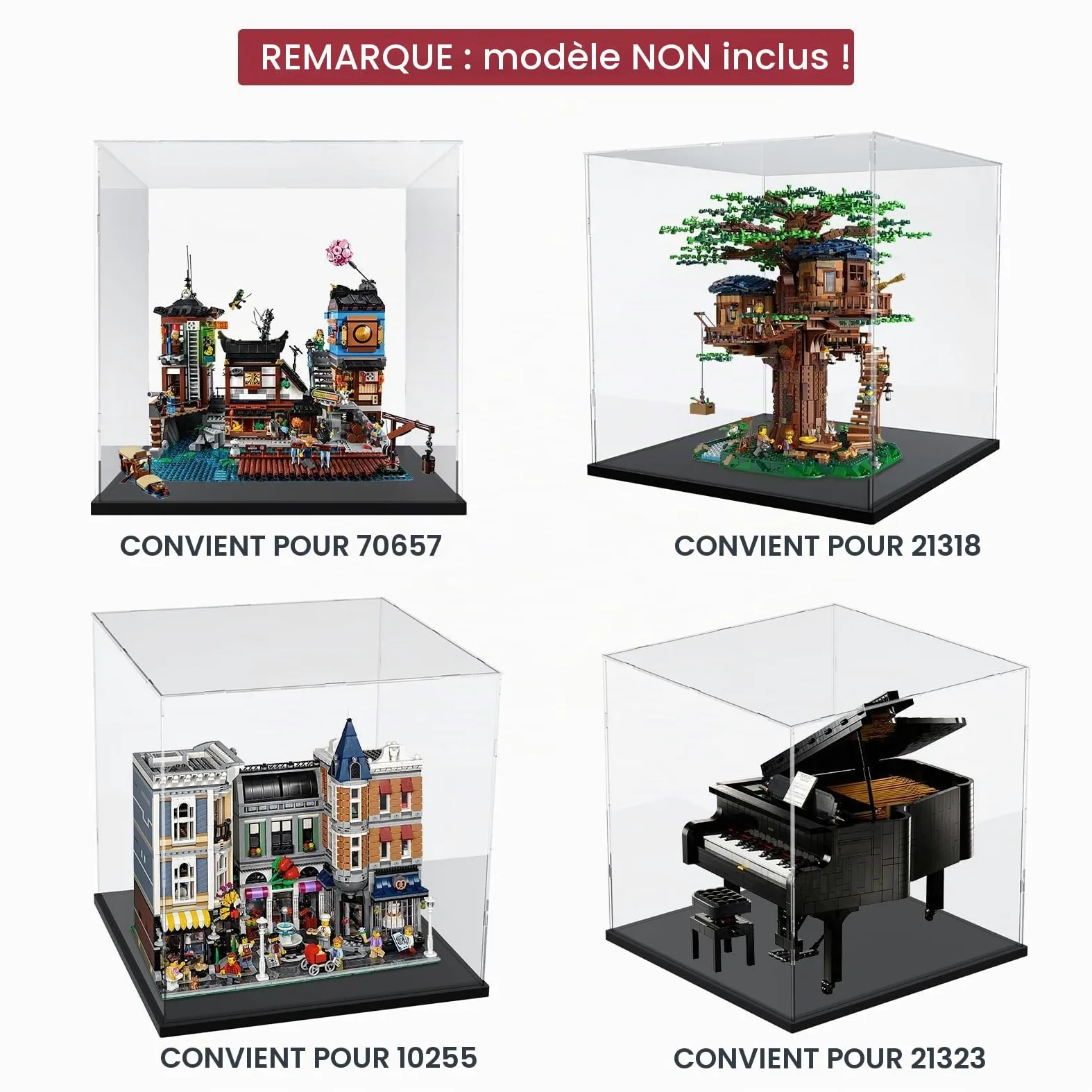 Vitrine pour Collection, Vitrine Acrylique pour Figurine, Assembler Boîte Acrylique Transparente Rangement De Vitrine Antipoussière avec Base,17.7"x17.7"x17.5", Noir