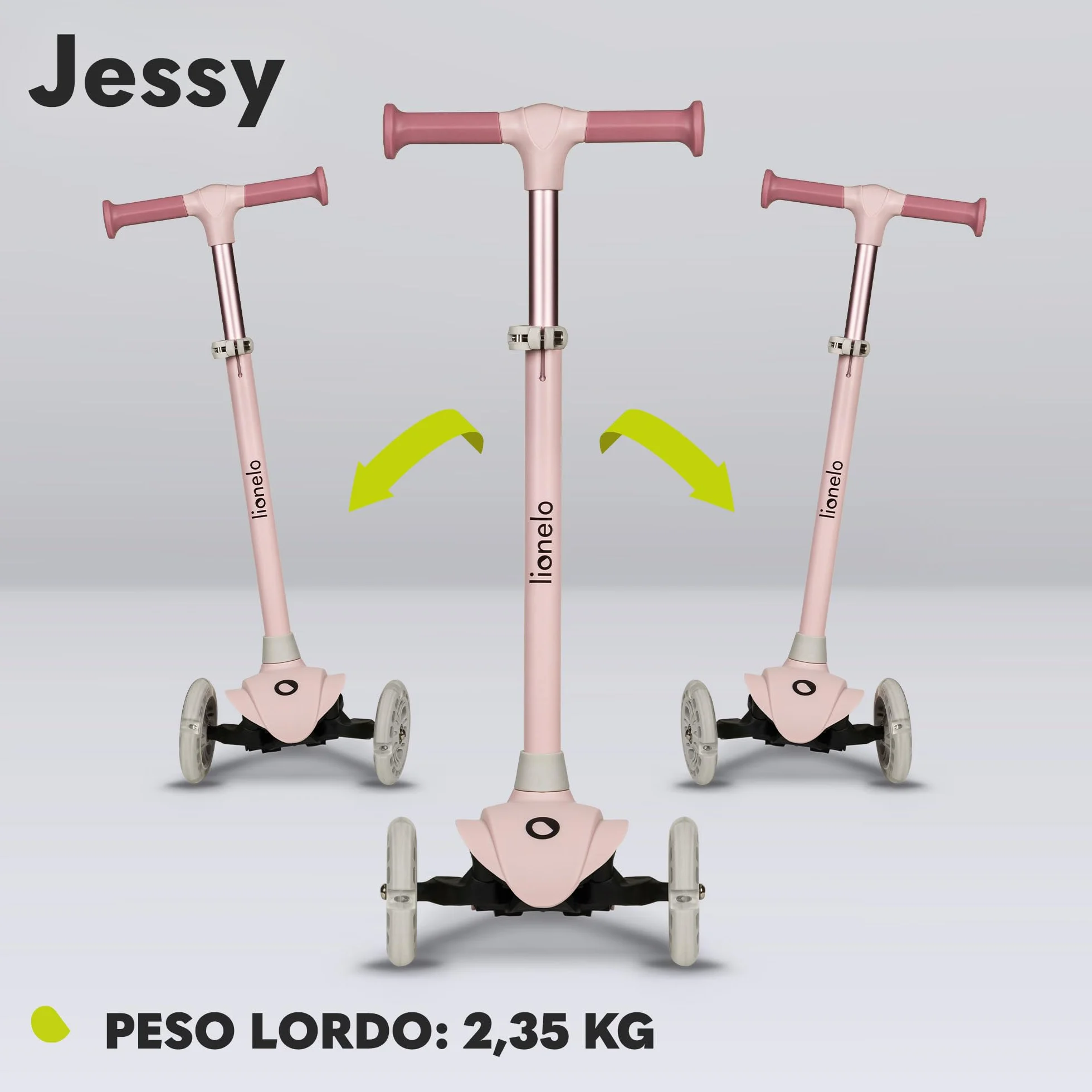 LIONELO Jessy Trottinette d'équilibre 3 Roues Enfants 3-50 kg avec Roues LED, Réglable en Hauteur, Rose