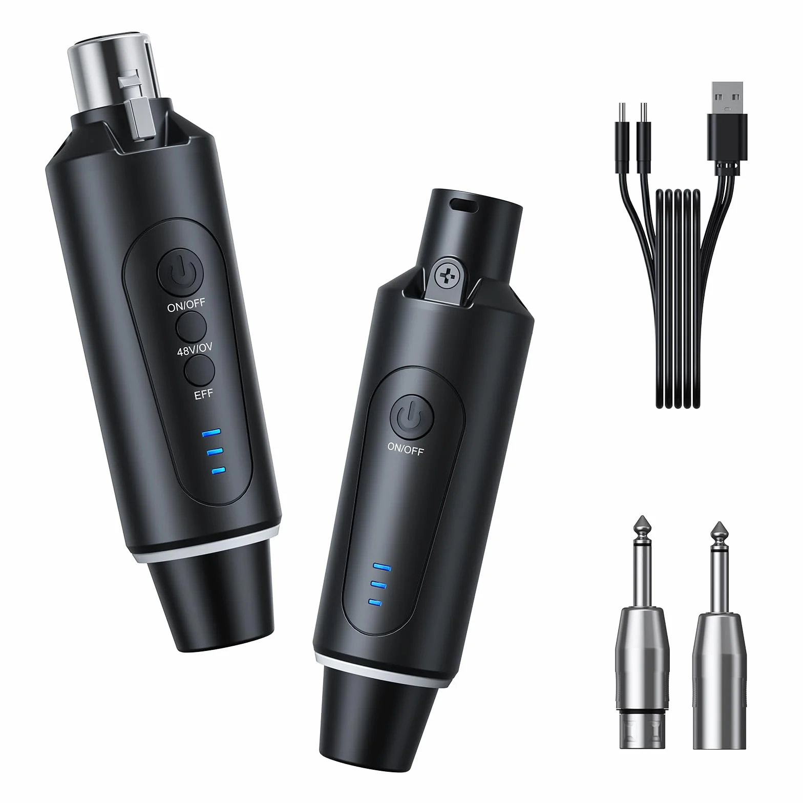 Microphone sans fil XLR 2,4 GHz émetteur récepteur 1 à 1 pour microphone dynamique et à condensateur 50-100 m
