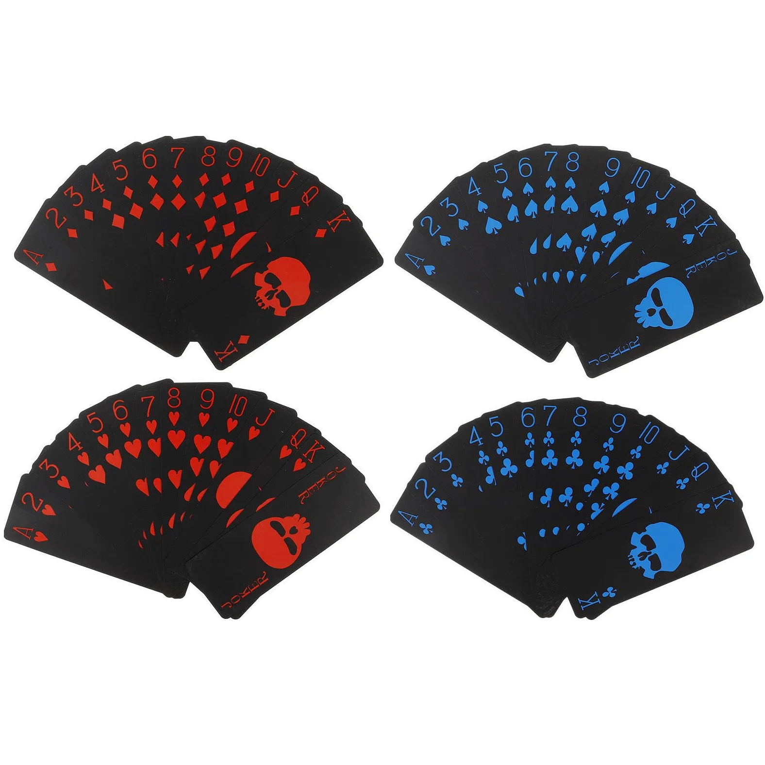 HOMSFOU Cartes à Poker en PVC Noir Étanches Motif Crâne Créatif, Durabilité Exceptionnelle pour Jeux de Cartes en Famille ou Soirée