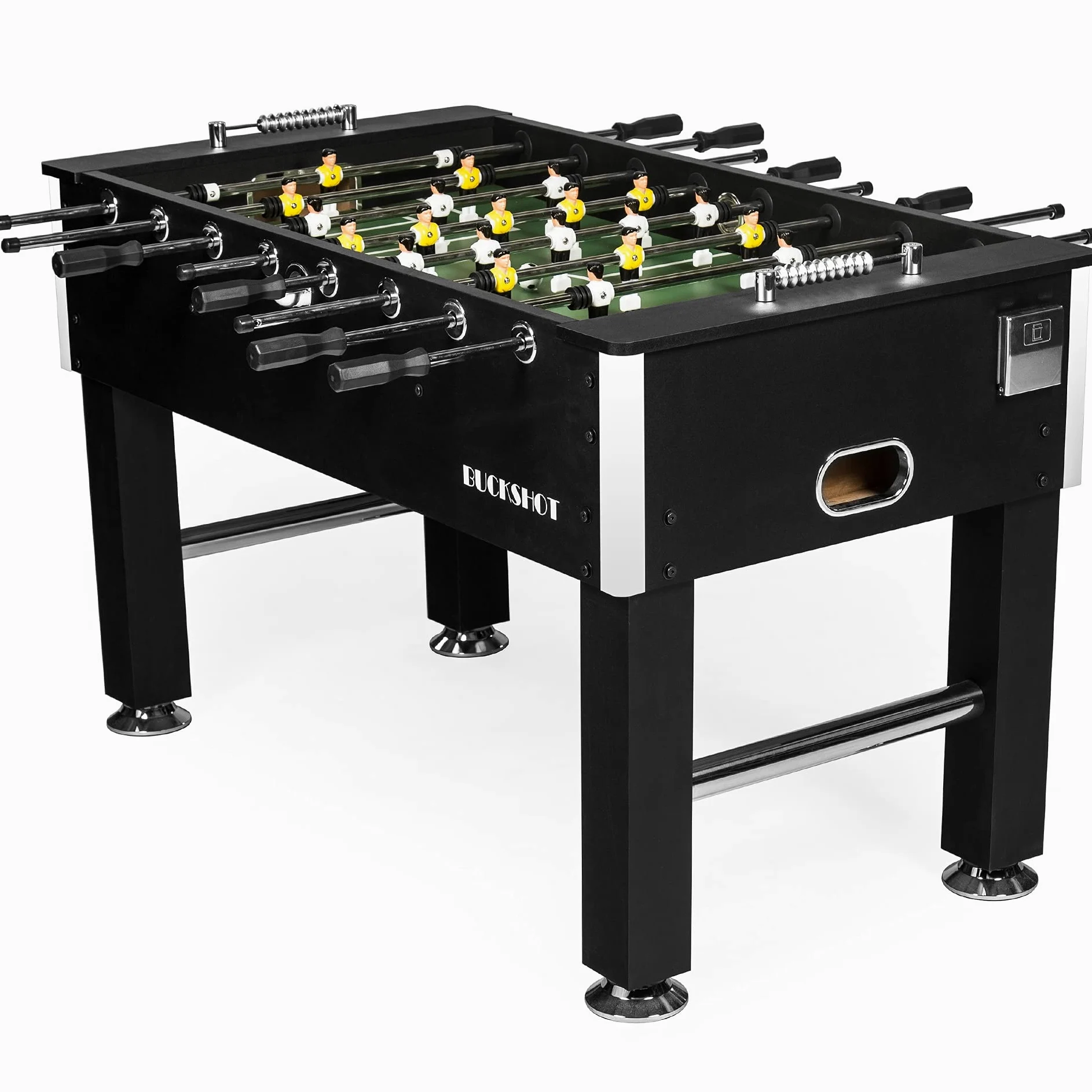 Baby Foot BuckShot Black - Table Soccer 141x77x89cm - Babyfoot 60kg - Soccer Table - Balles Incluses - Robuste et Durable