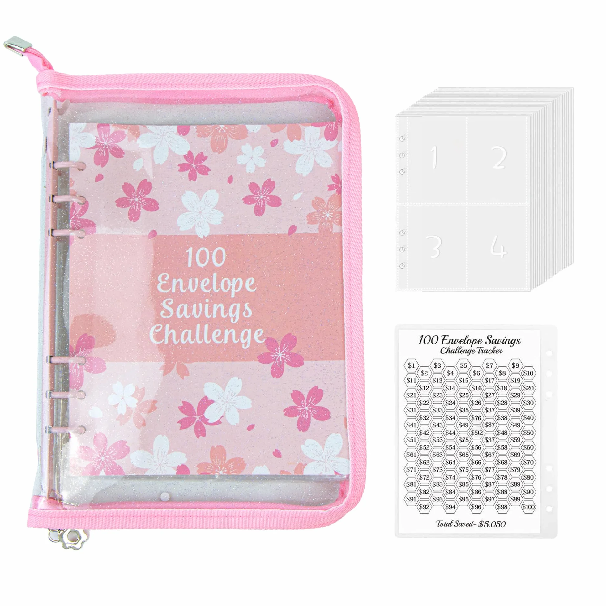 Enveloppes Budget, Planner Budget Cahier Finances Personnelles, Portefeuille Budgétaire, Classeur Budget Fermeture éclair, Rose Cerise