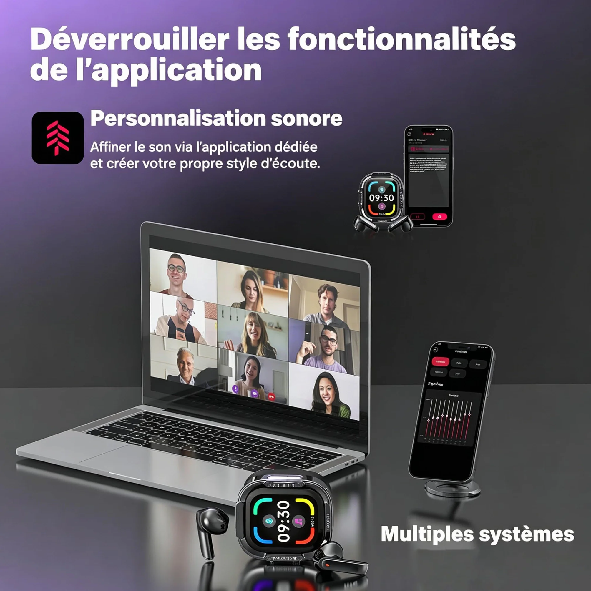Ecouteur Traducteur Instantané 165 Langues Bluetooth 6.0 Écran Tactile 7 Modes Autonomie 60 h Noir