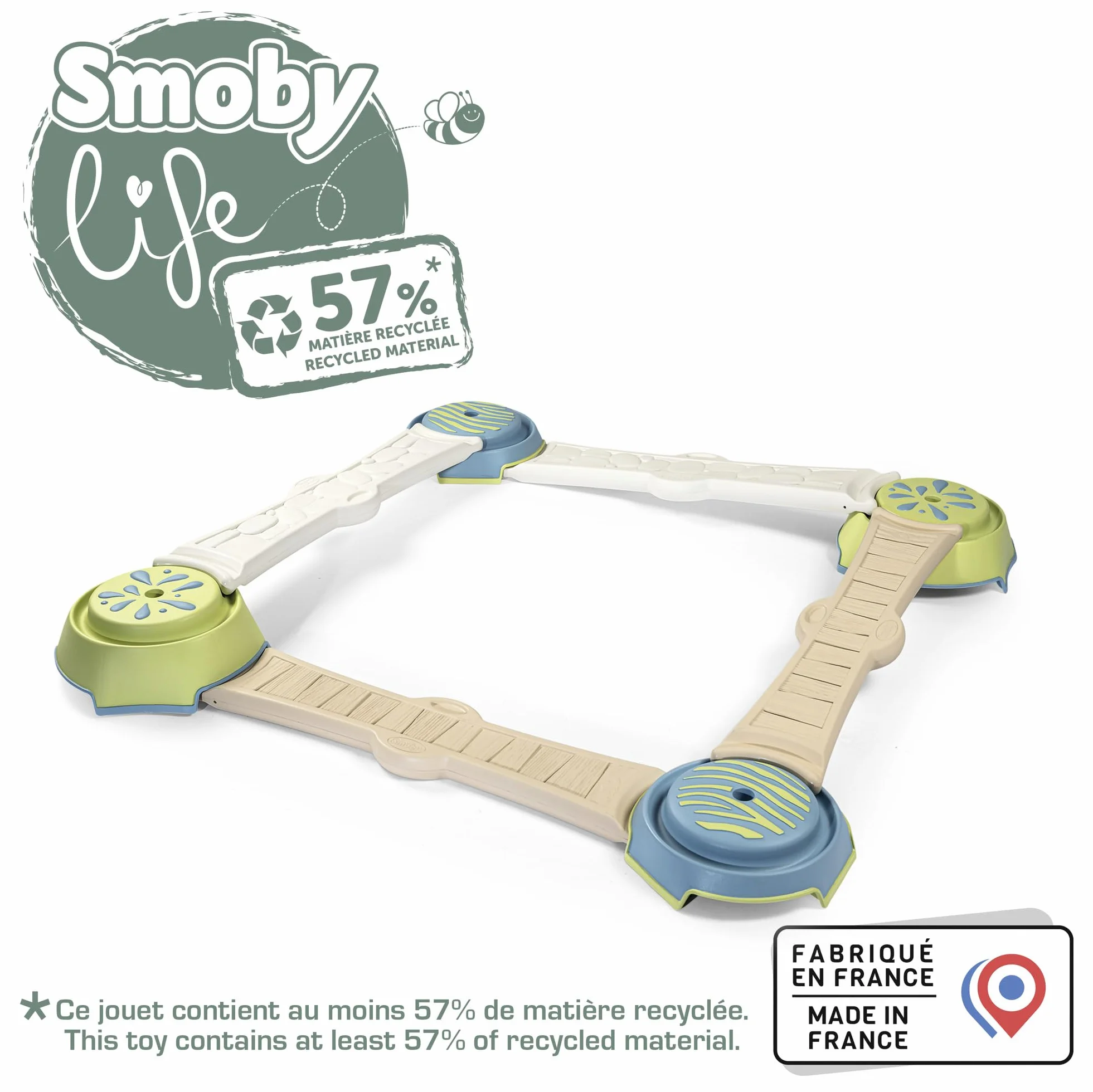 Smoby Life Parcours Aventure Motricité 4 Plots 4 Planches 3,5m Longueur Matière Recyclée 2 Ans Fabrication Française