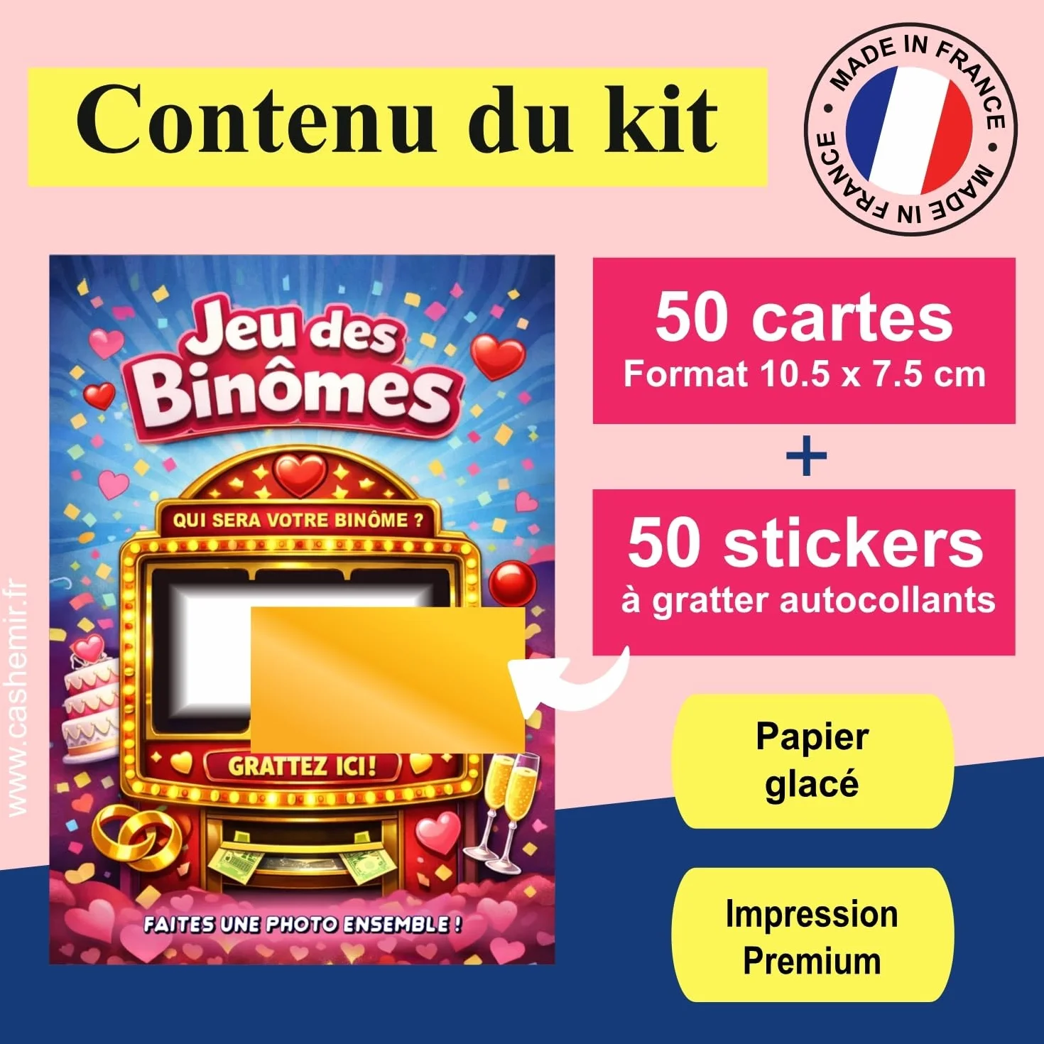 Jeu des Binômes Mariage 50 Cartes à gratter | Tickets à Personnaliser | Animation Repas Mariage Anniversaire