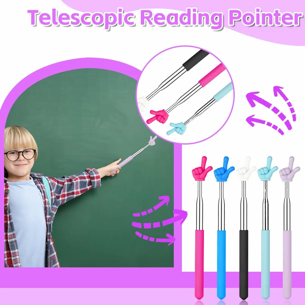 Pointeur de Doigt Rétractable Lot de 2 pour Enseignant, Flexible et Pratique, Bleu Violet