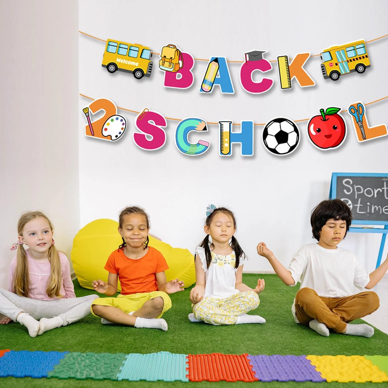 Guirlande de bienvenue pour la rentrée scolaire, décoration de salle de classe