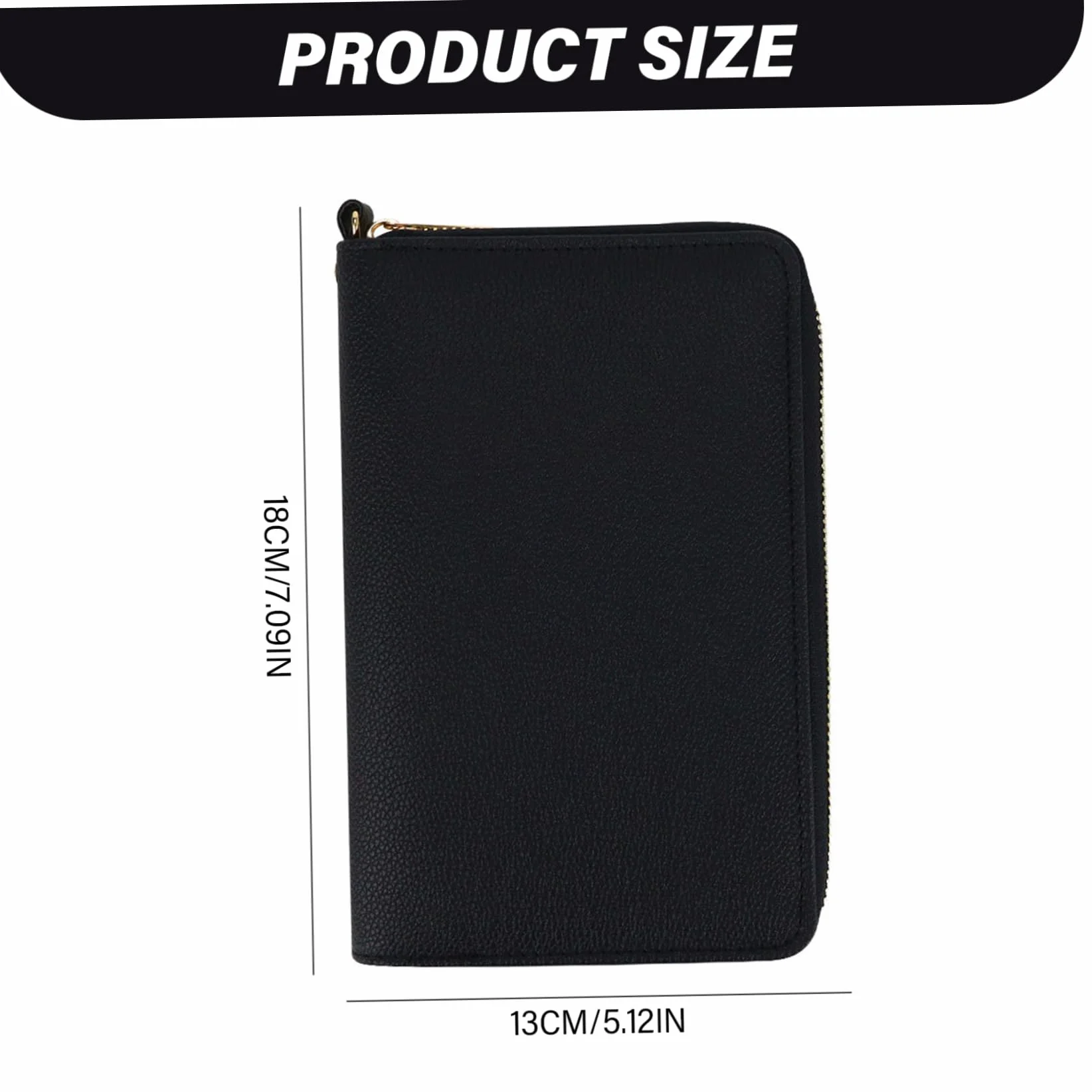 Portefeuille planificateur A7 en cuir PU avec fermeture éclair, organisateur rechargeable 6 anneaux