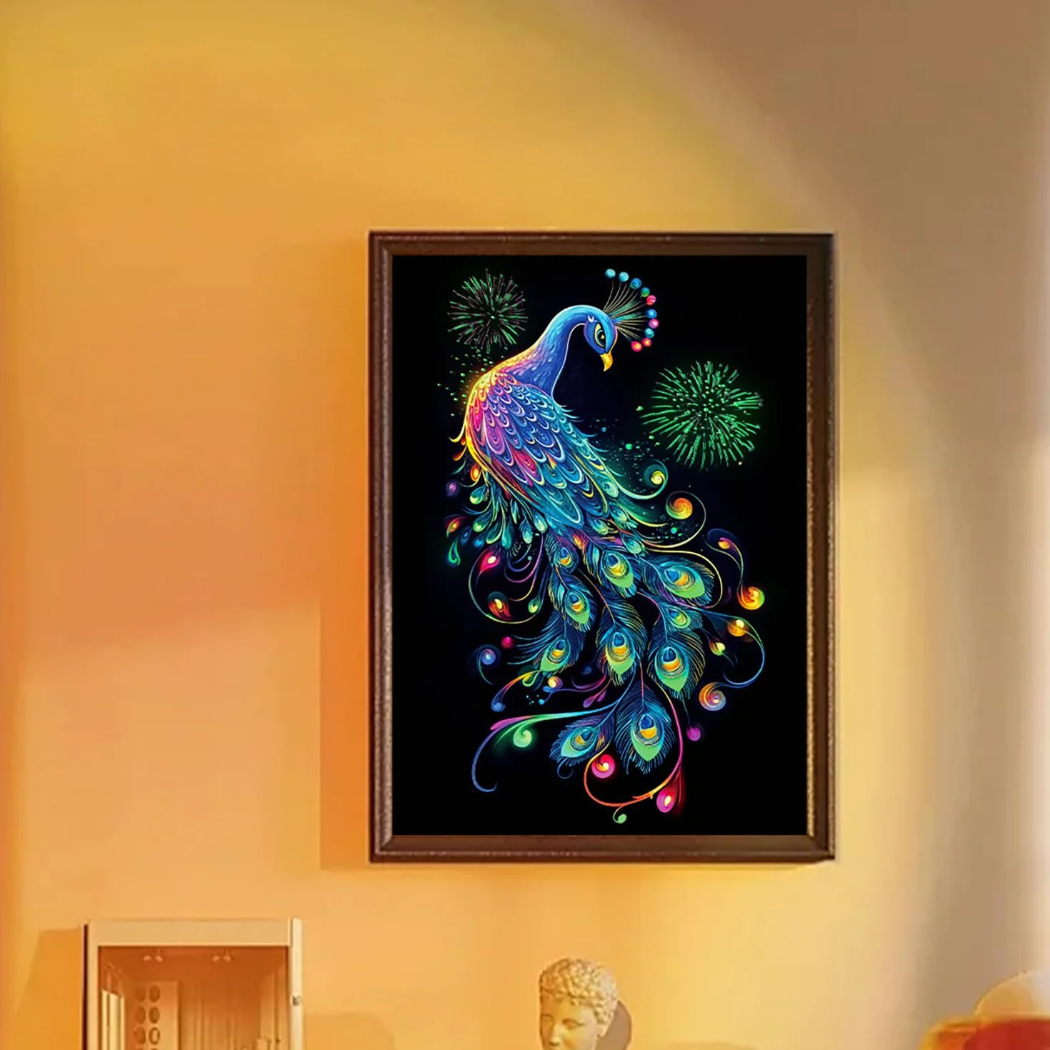 Peintures Carte à Gratter Scratch Painting Peacock Series 4 Feuilles 28,5x21 cm Papier Couché Couleur Glow in the Dark Avec Stylos Pour Adultes Enfants