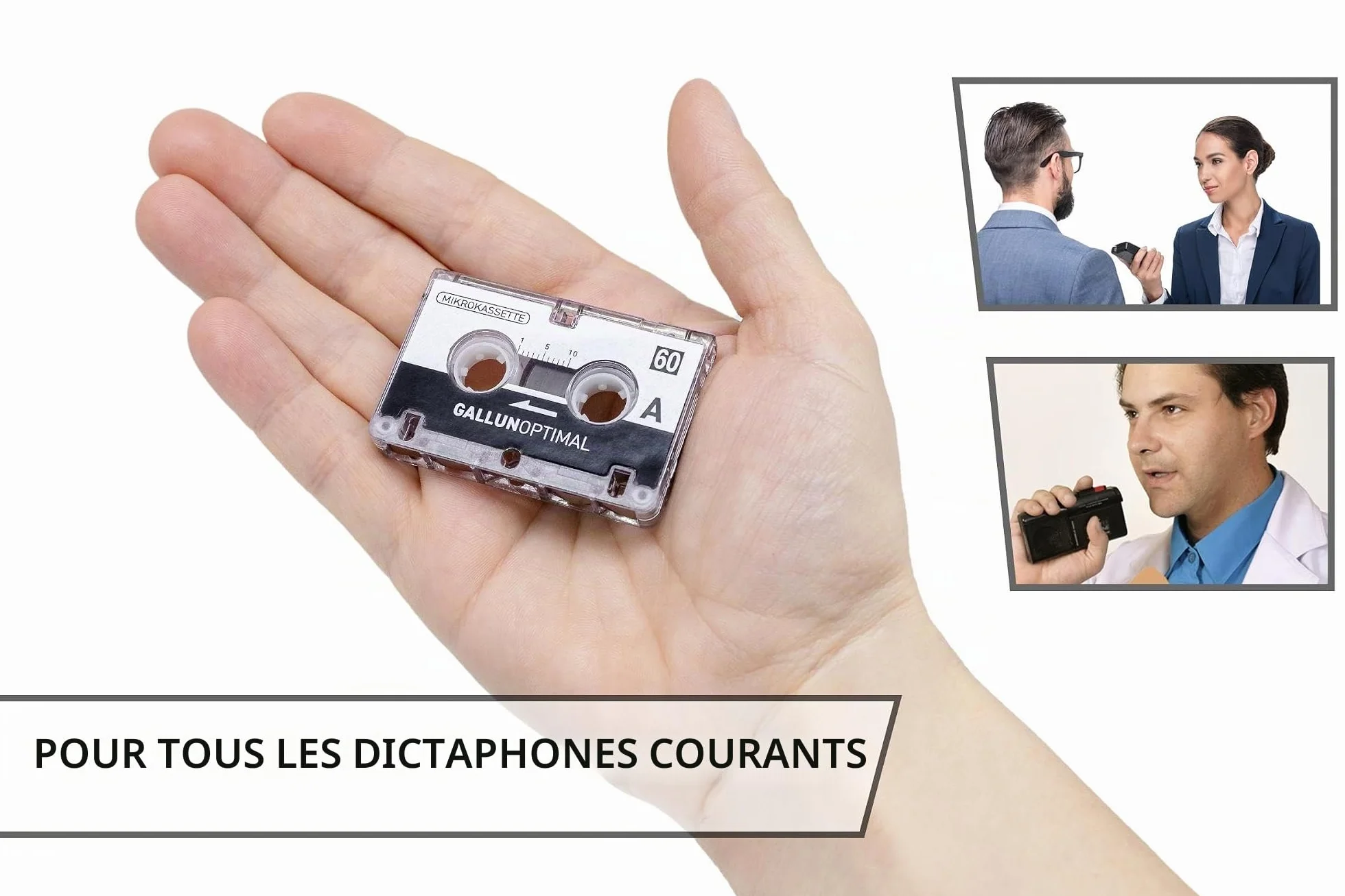 MC60 Microcassette Dictaphone Pack de 3 Audio Cassette