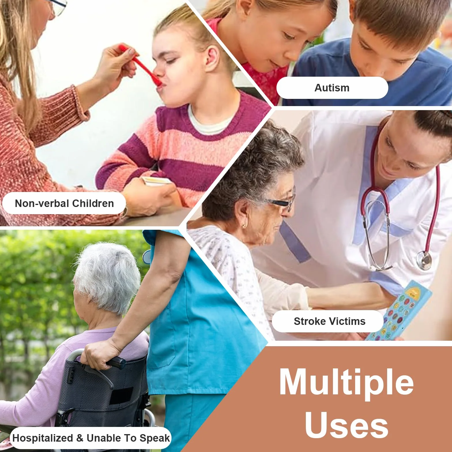 Dispositif CAA pour Autisme, Outil de Communication Non Verbale 6 Boutons Programmable Volume Réglable Aide Thérapie Vocale
