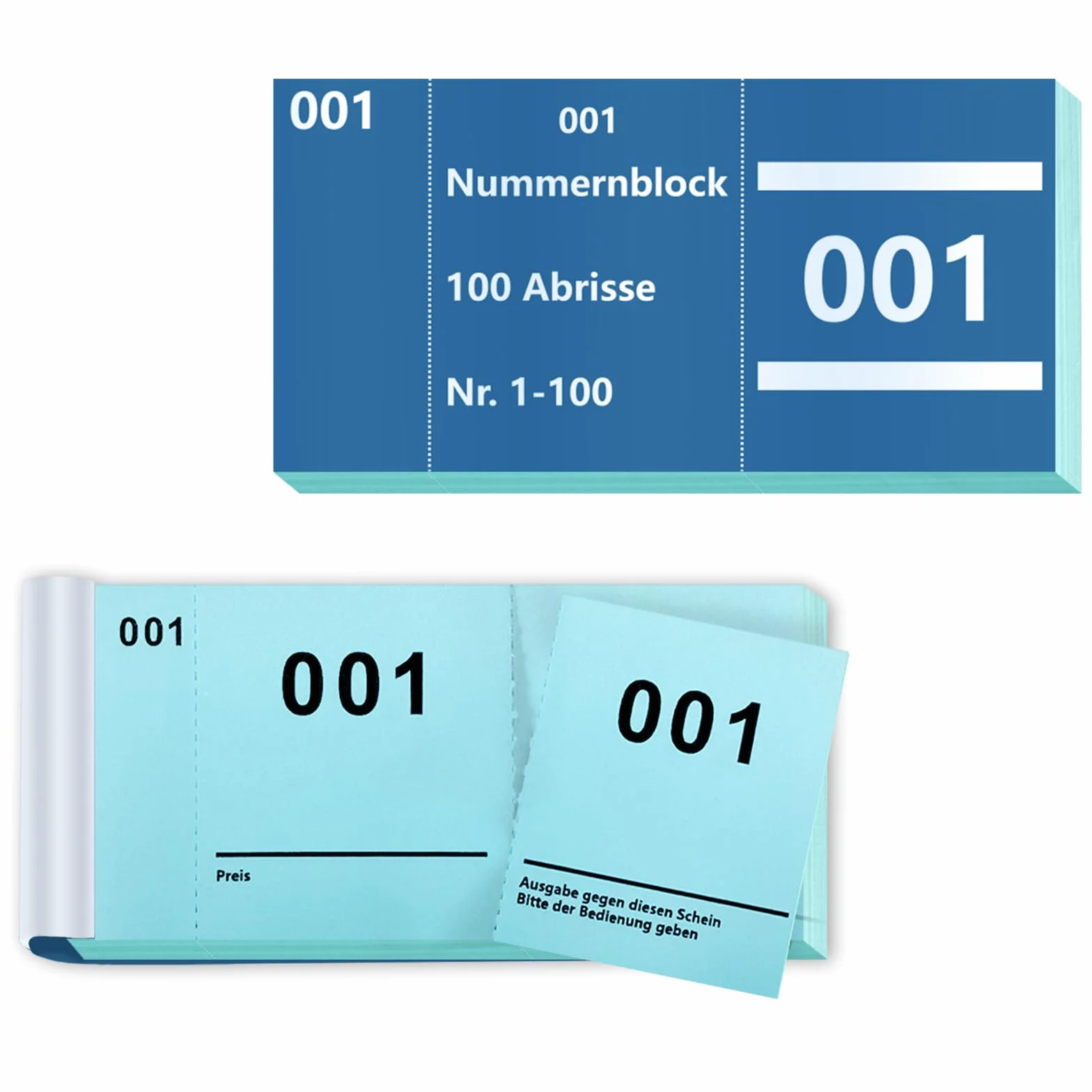 Lot de 2 chiffres de 1 à 100 - 5 x 100 cm - Bloc-notes numérotés - Papier bleu - Pour tombola