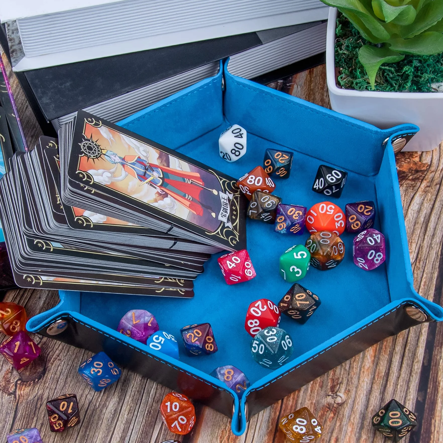 SIQUK 2 Pièces Plateau de Dés Pliable Cuir Velours pour Jeux de Table DND RPG (Violet, Bleu Ciel)