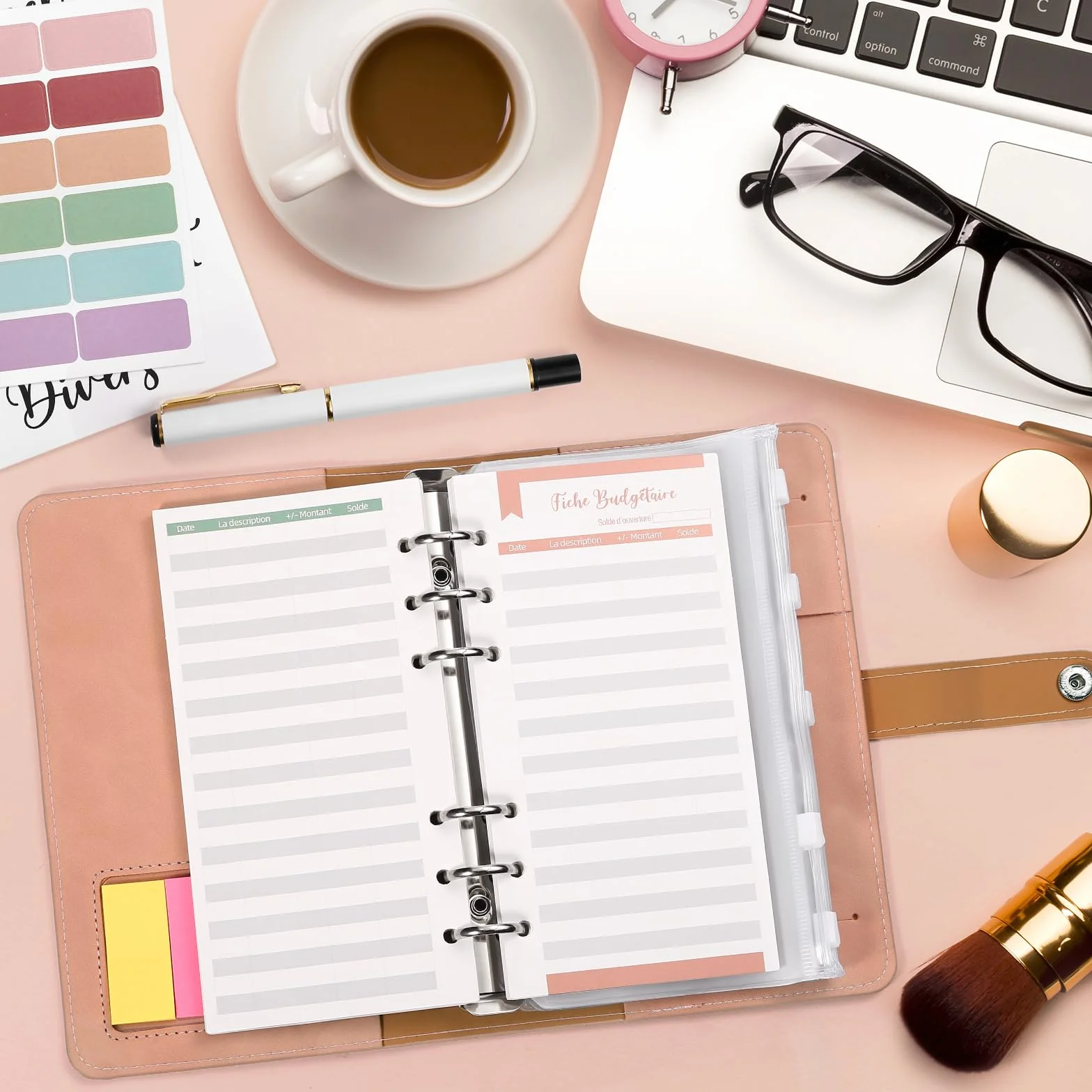 Kesote Enveloppe Budget Français Classeur Budget Planner Carnet Argent 14 Budgets 24 Feuilles 3 Autocollants 54 Étiquettes 1 Stylo A6 Rose