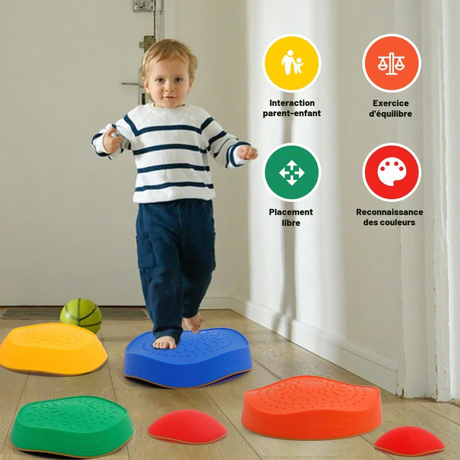 Pierre d'équilibre Enfant 6 Pierres Antidérapantes Parcours Motricité Dalle Sensorielle Intérieur Extérieur