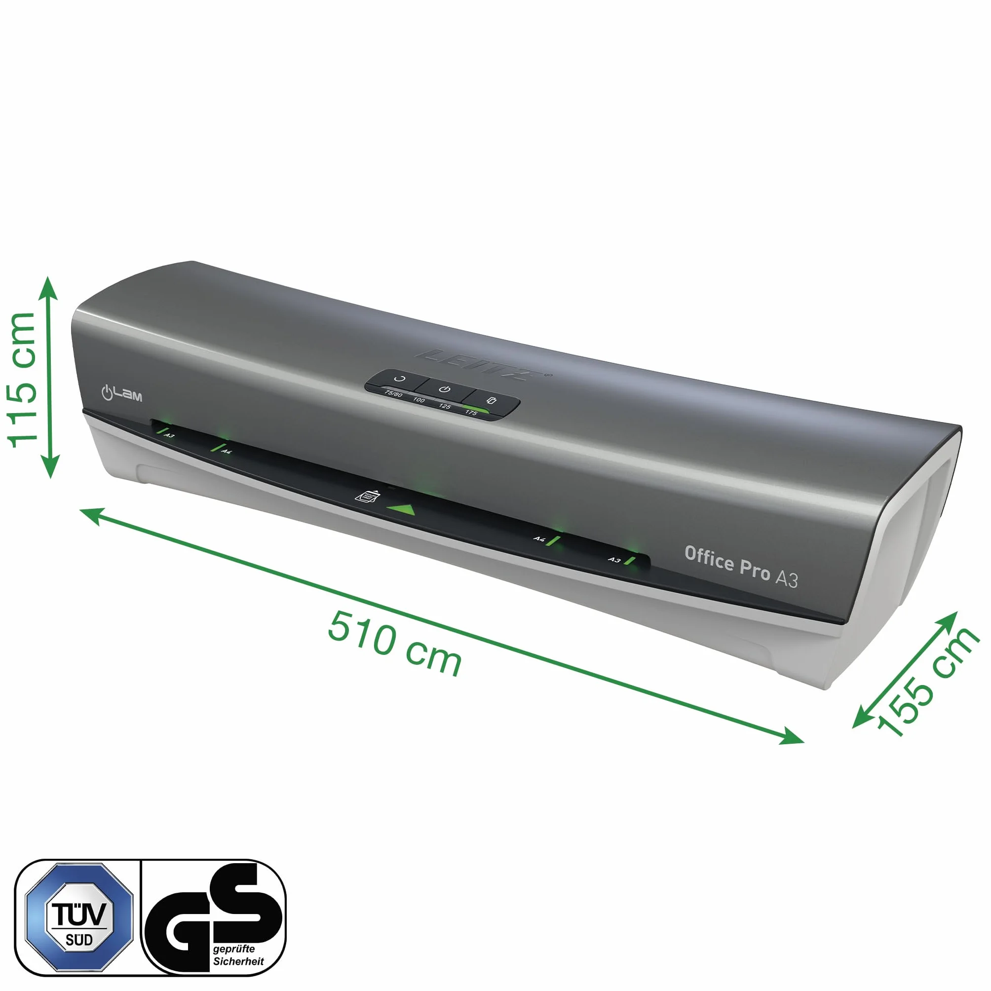 Leitz iLAM Office Pro Plastifieuse A3 75-125 microns Préchauffage 1 min Anti-bourrage Gris Blanc