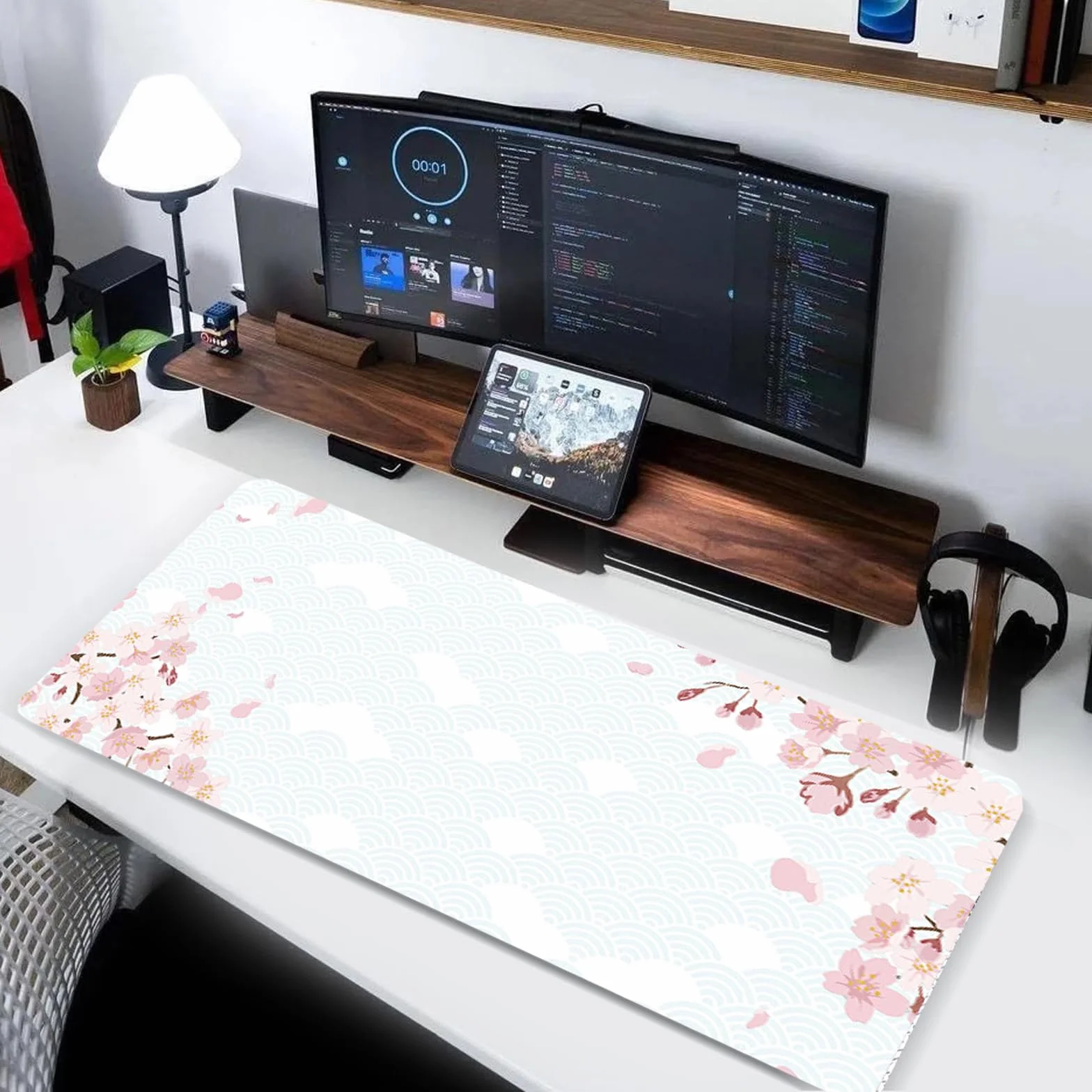 Tapis de Bureau Antidérapant 80×30cm Blanc Sous-Main Protection