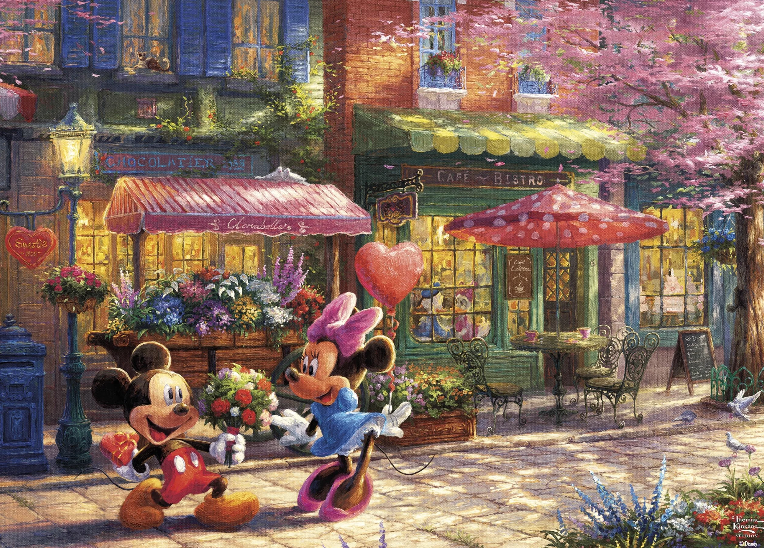 Ceaco - Thomas Kinkade - Disney - Mickey & Minnie Sweetheart Café - 1000 Piece Jigsaw Puzzle