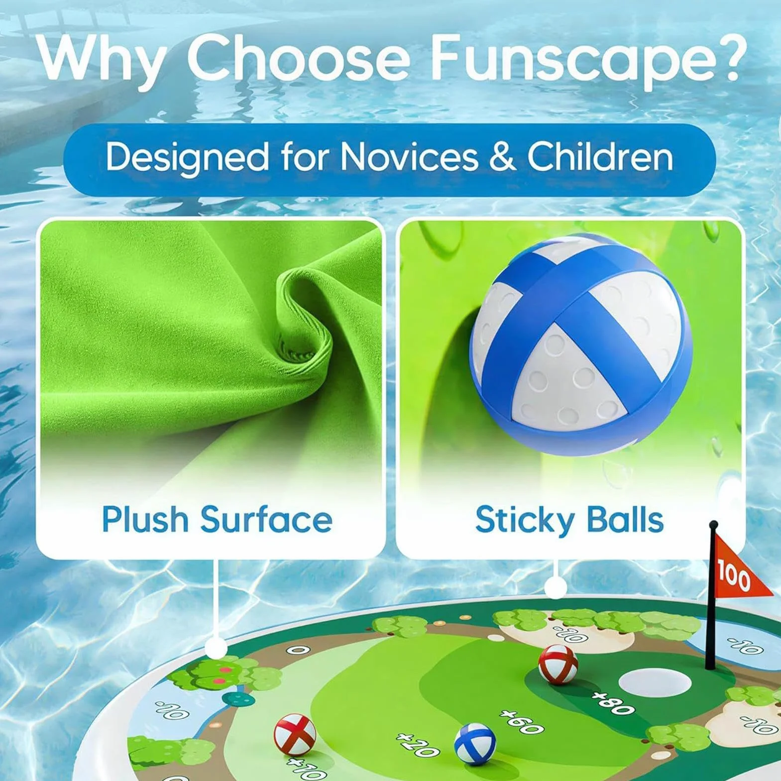 Golf De Piscine – Ensemble De Jeu D'eau Flottant Gonflable En PVC, Jouet D'activité De Sport D'été Durable