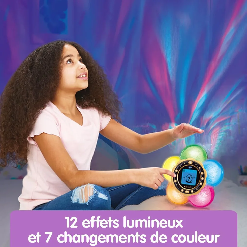VTech KidiMagic Galaxy Light Violet Radio Réveil Enfant 9 en 1 Effets Lumineux Projection Aurores Boréales Plafond Enceinte Jeux Cadeau 6-12 Ans Français