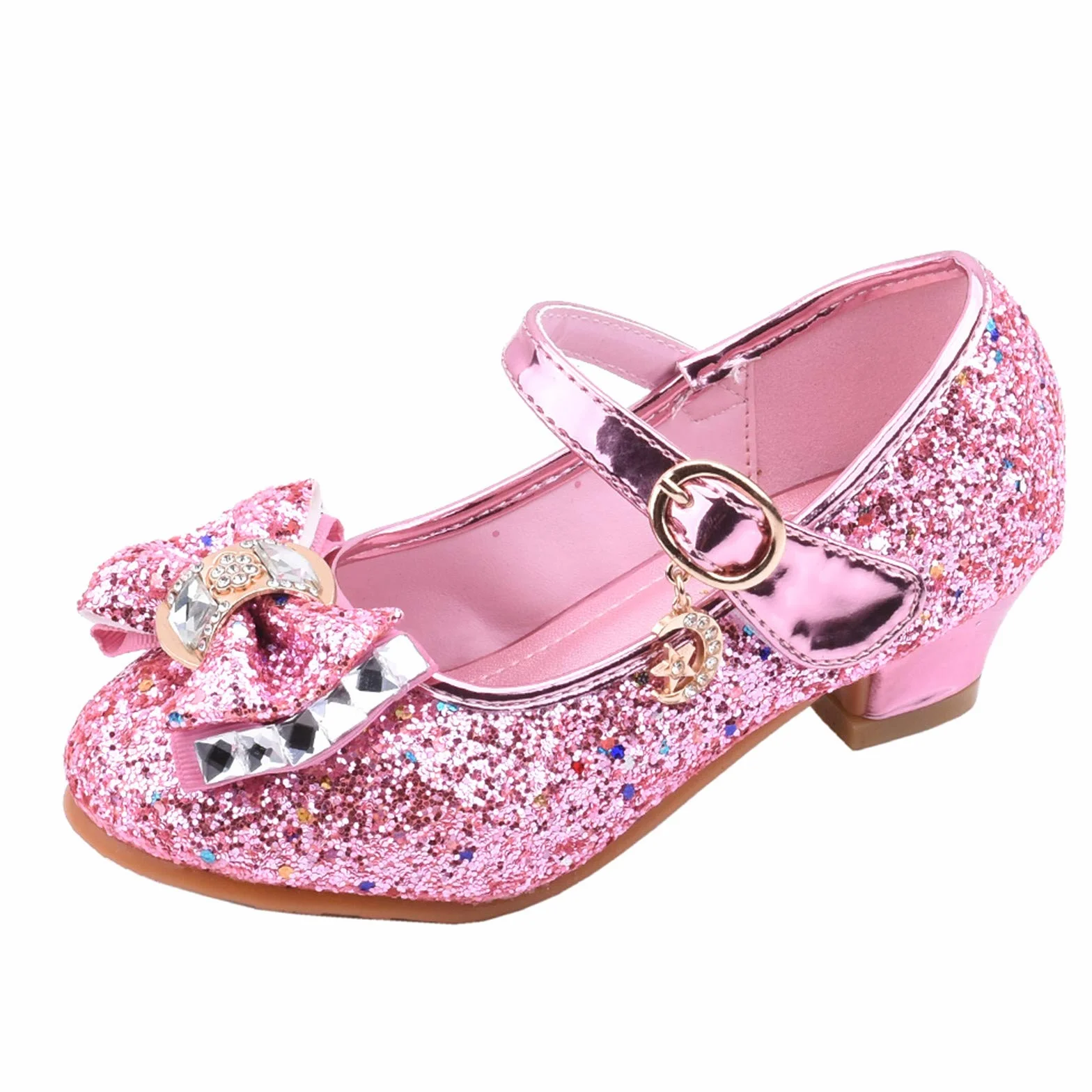 Chaussures de princesse à paillettes Mary Jane à talons hauts avec strass et nœud - Chaussures de soirée - Chaussures de mariage - Chaussures de cosplay