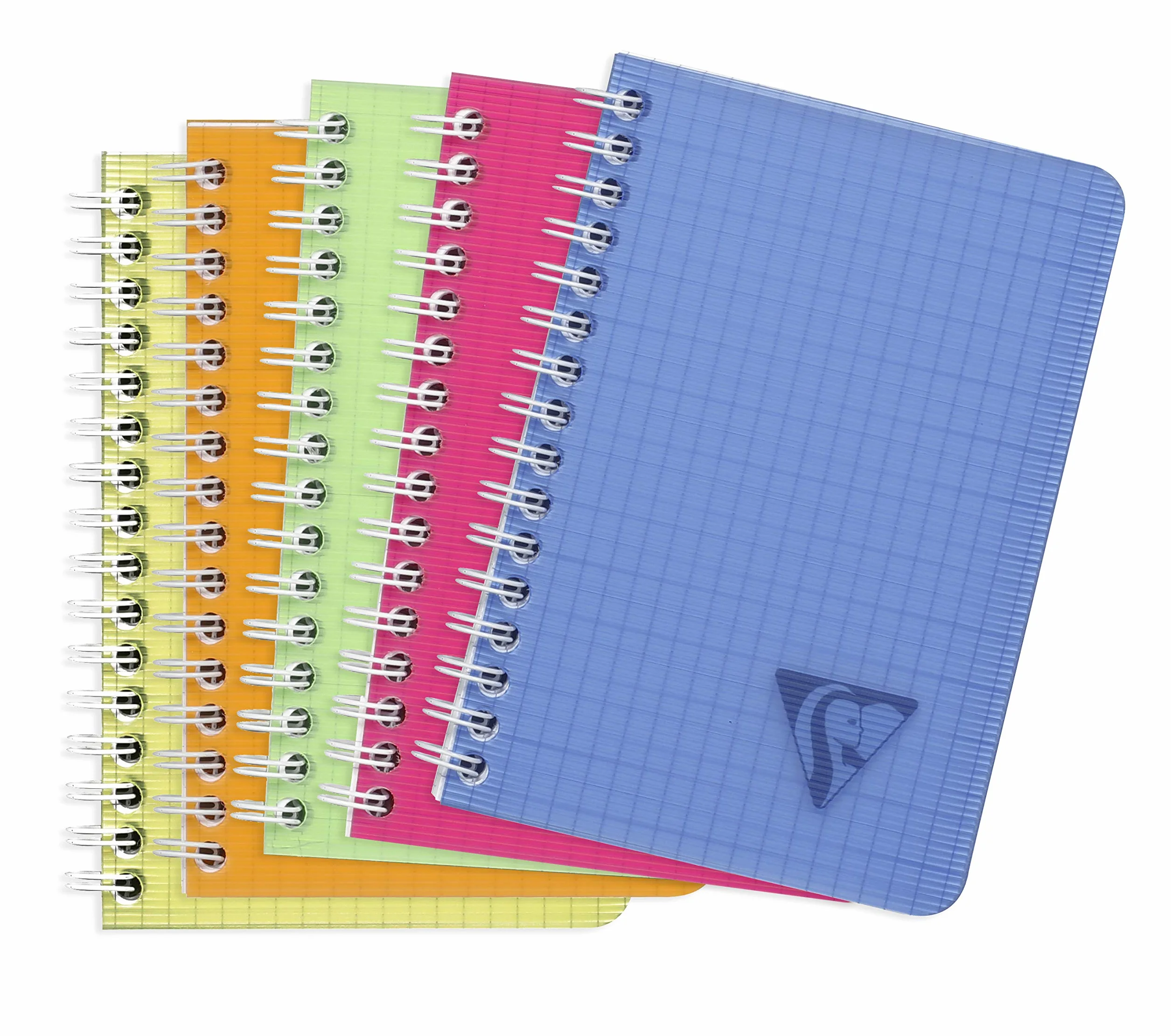 Clairefontaine Collection Linicolor Fresh Carnet à Spirale 9x14 cm 100 Pages Petits Carreaux Papier Blanc 90 g Couverture Polypro Transparent Couleur Aléatoire