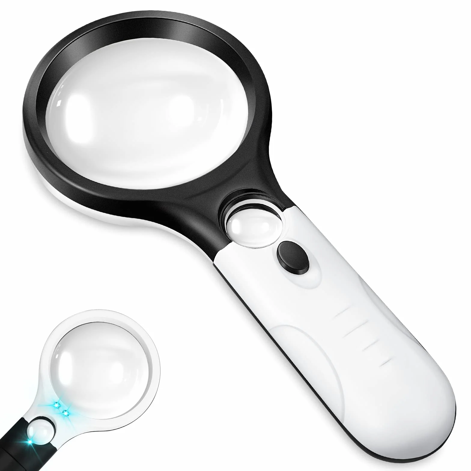 Loupe avec lumière 10X-30X double lentille 3 LED portable pour lecture personnes âgées enfants