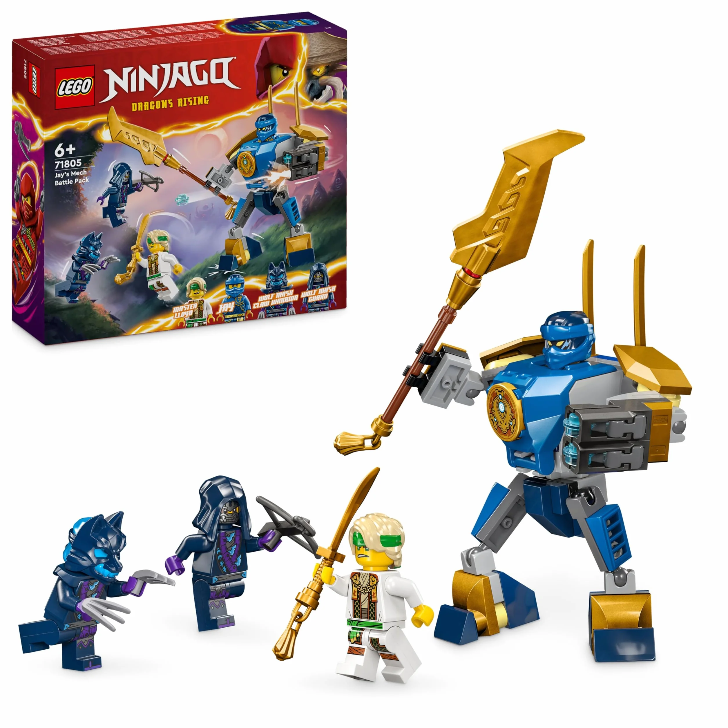 LEGO Ninjago Pack de Combat Robot de Jay Jouet Ninja Figurines Jay Mini-Katana Robots Cadeau Enfants 6 Ans 71805